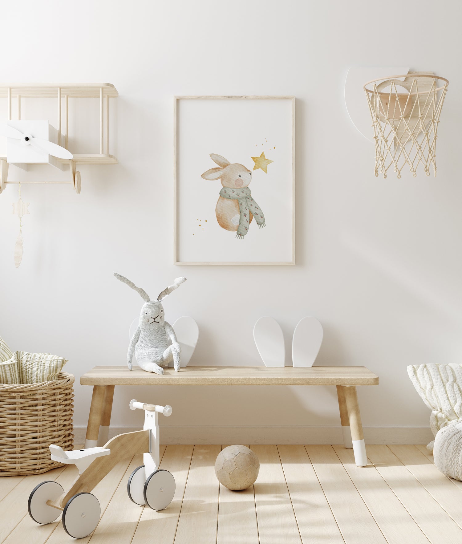 Weihnachtsposter Hase mit Stern / A4