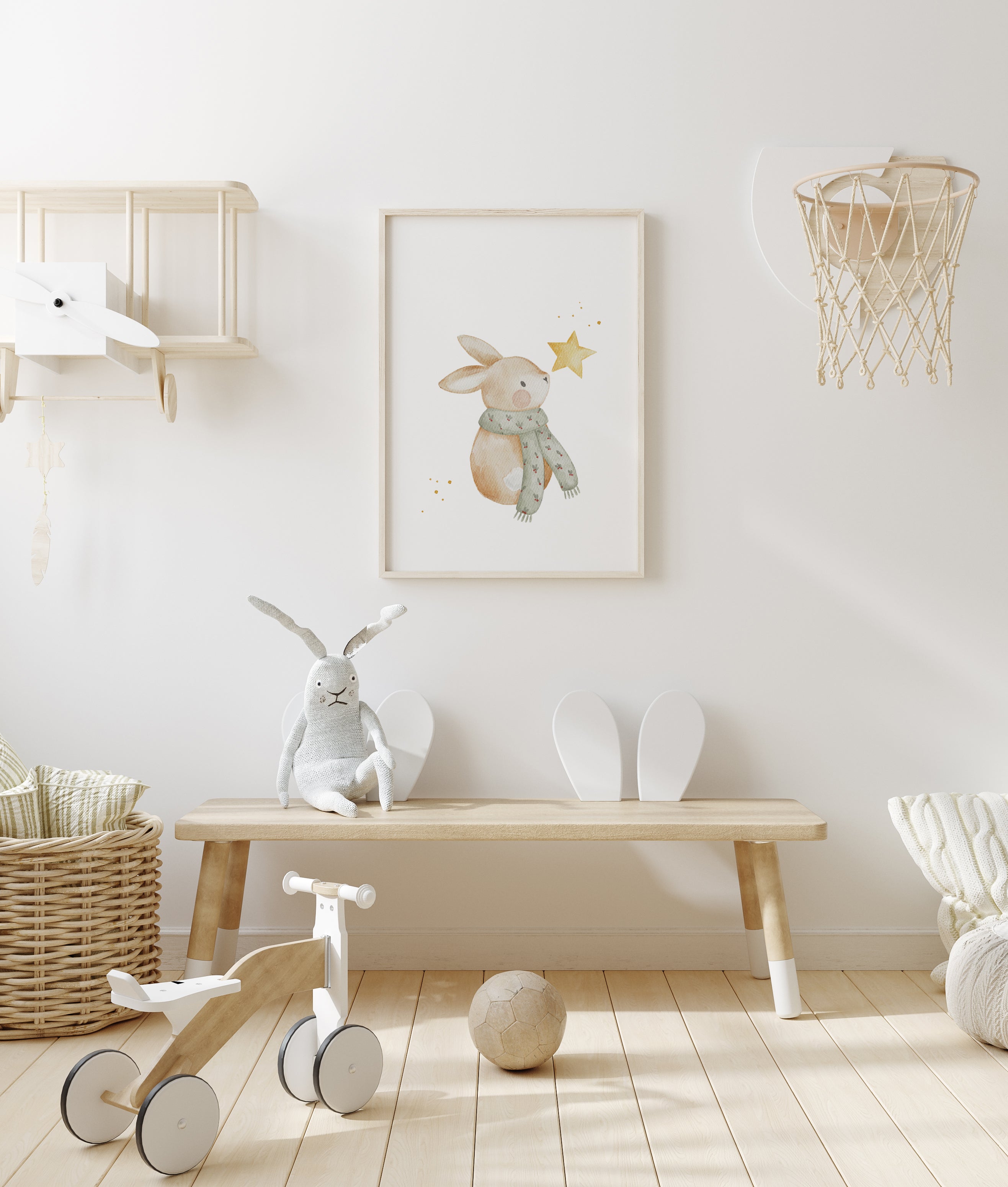 Weihnachtsposter Hase mit Stern / A4