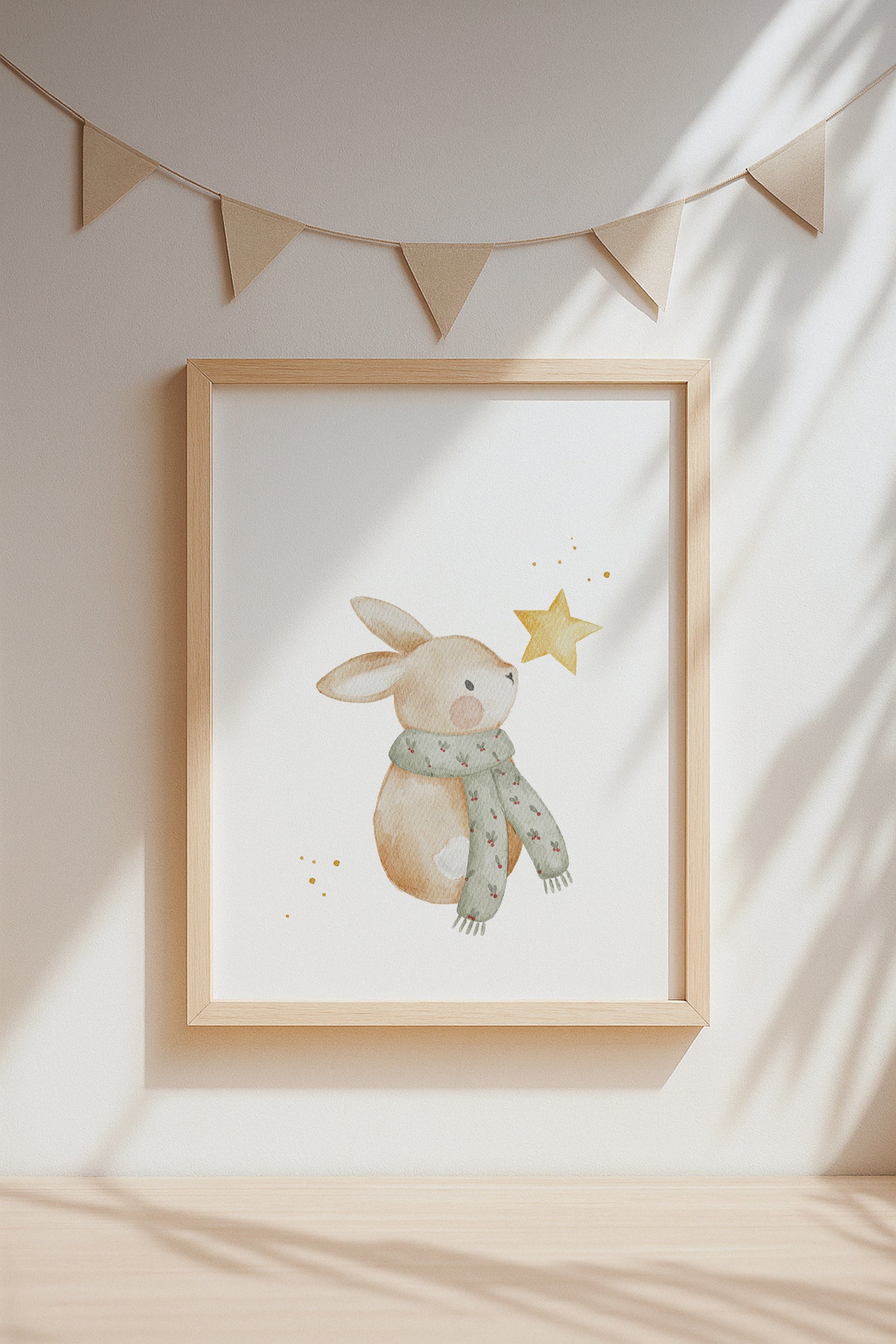 Weihnachtsposter Hase mit Stern / A4
