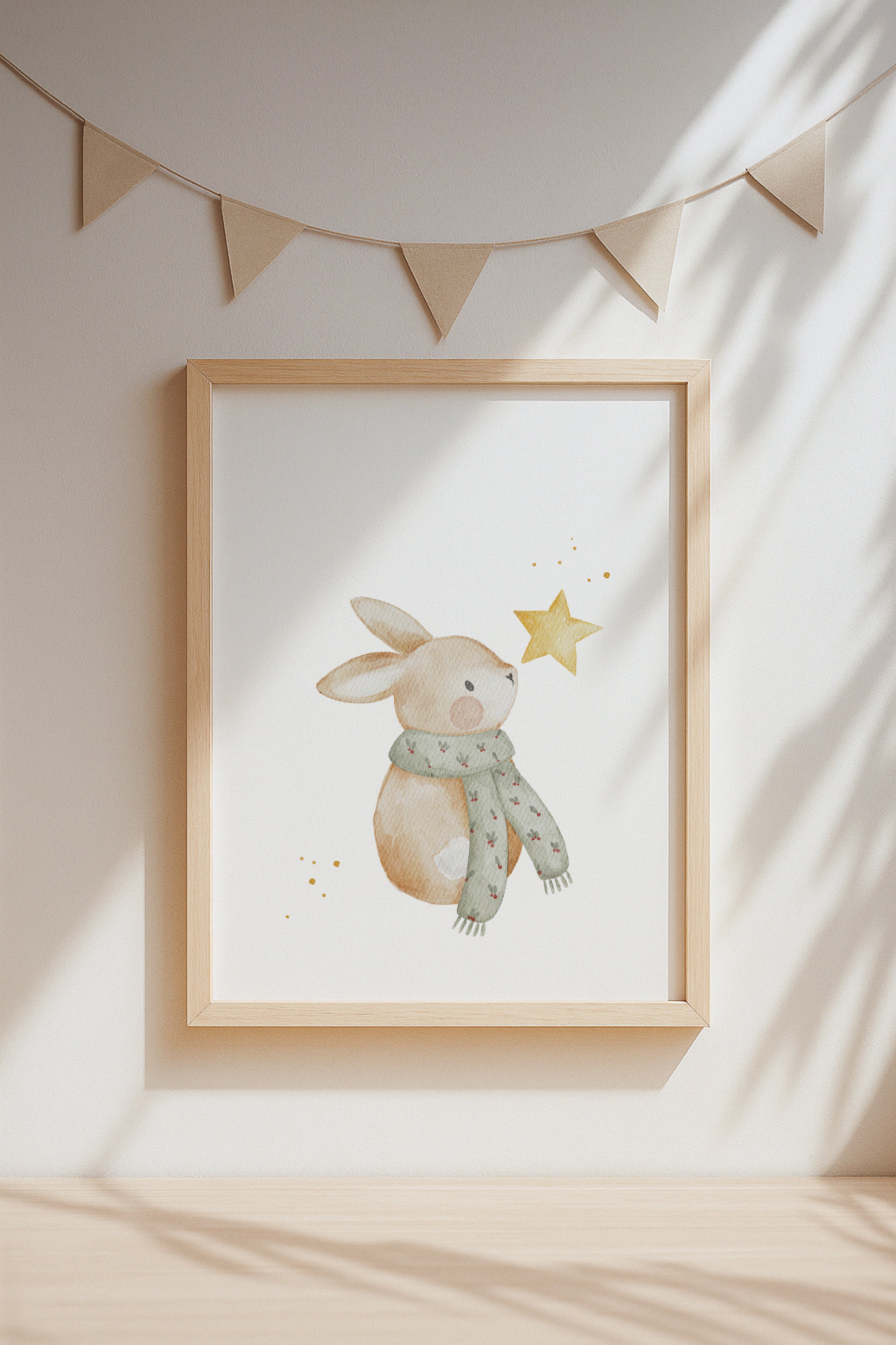Weihnachtsposter Hase mit Stern / A4