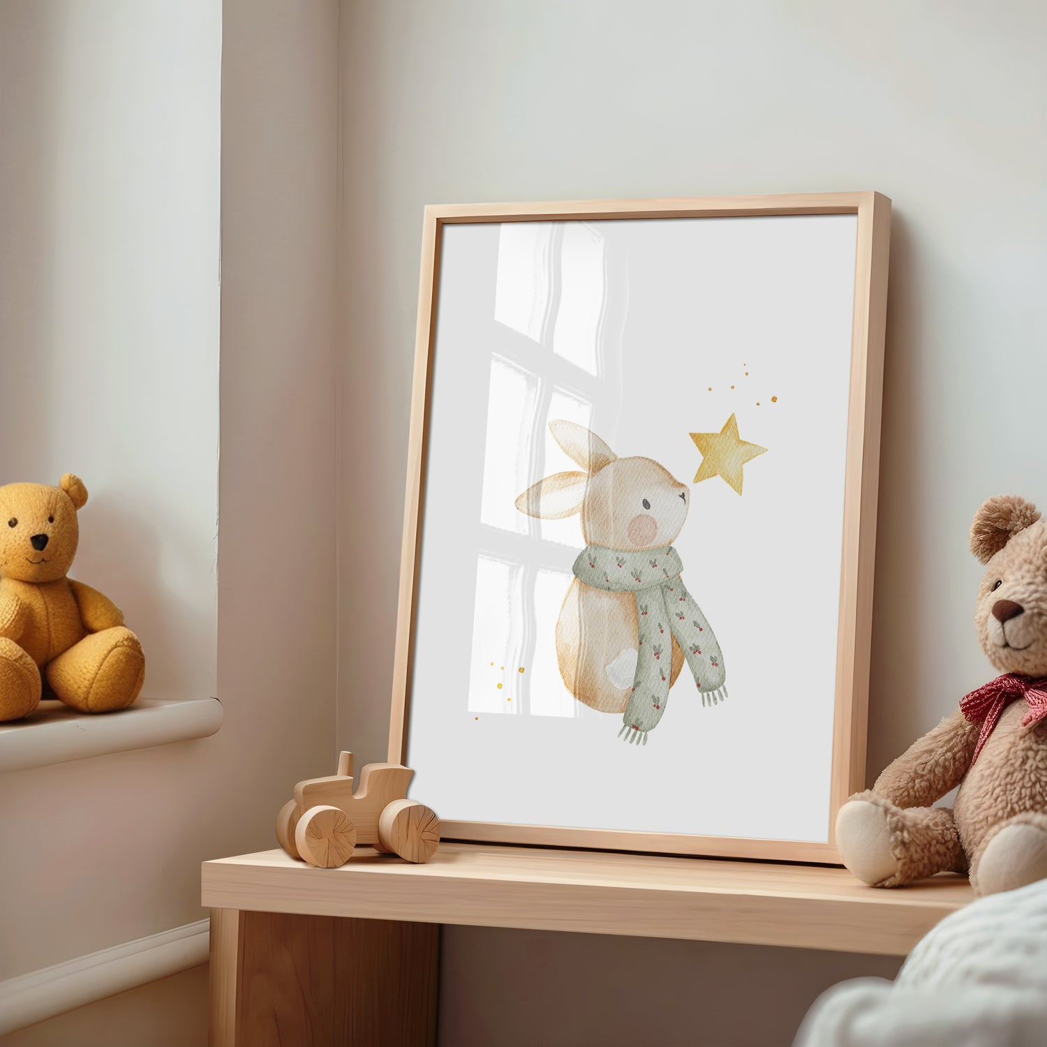 Weihnachtsposter Hase mit Stern / A4