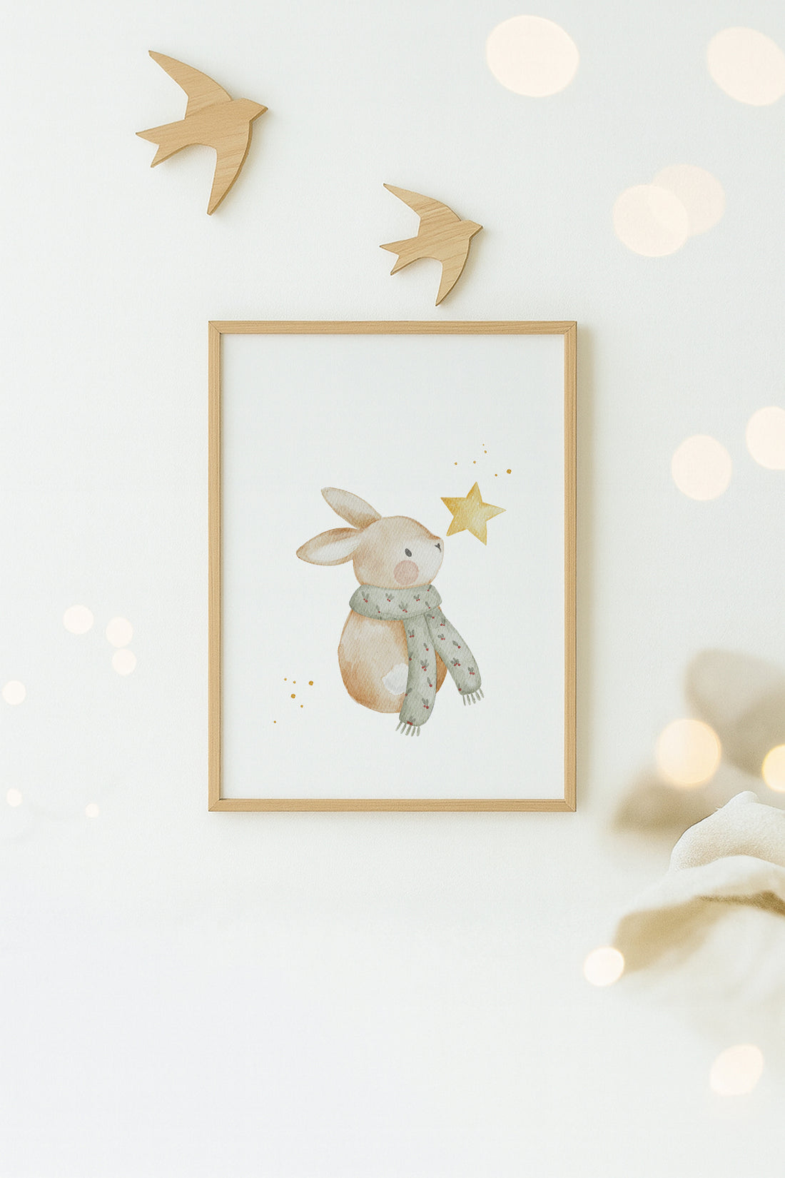 Weihnachtsposter Hase mit Stern / A4