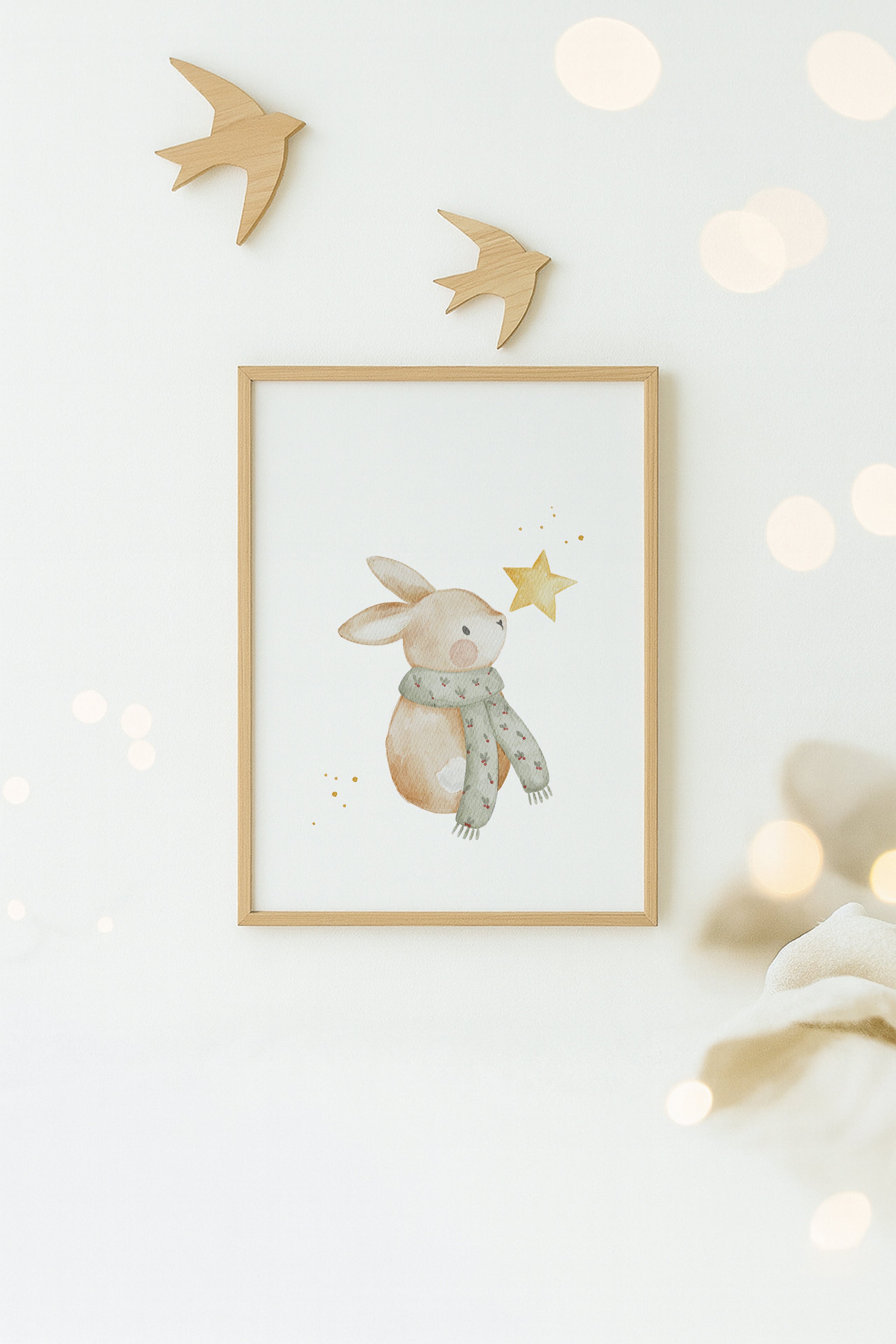 Weihnachtsposter Hase mit Stern / A4