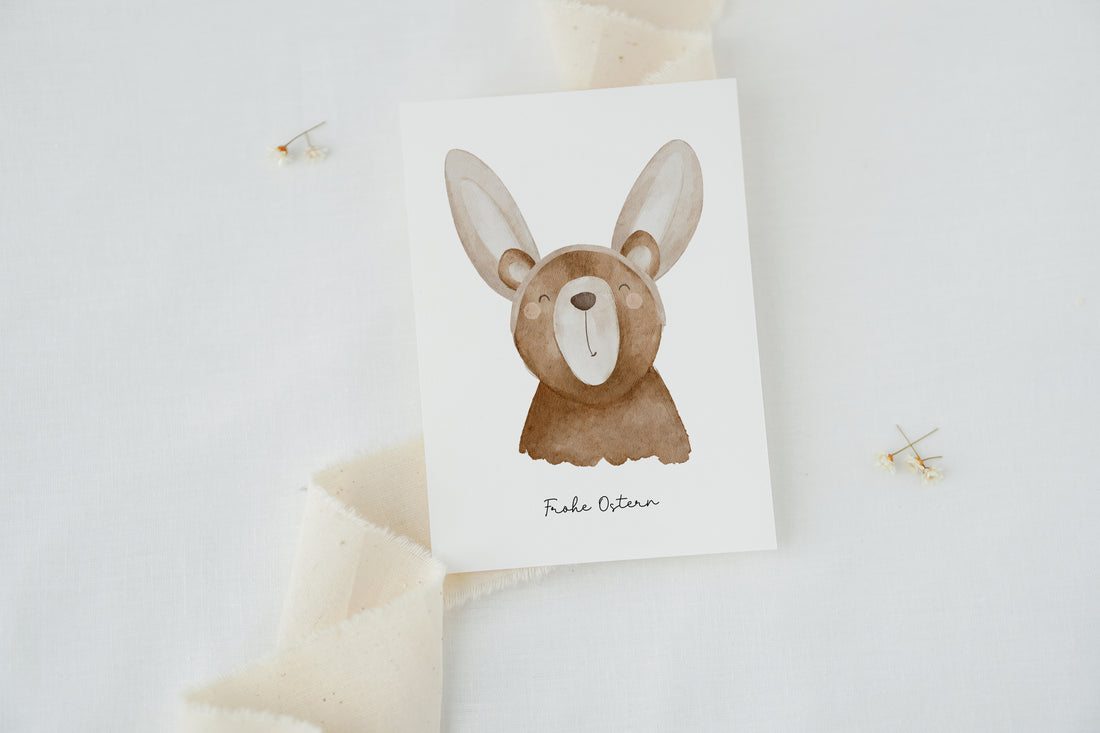 Osterkarte Bär mit Hasenohren