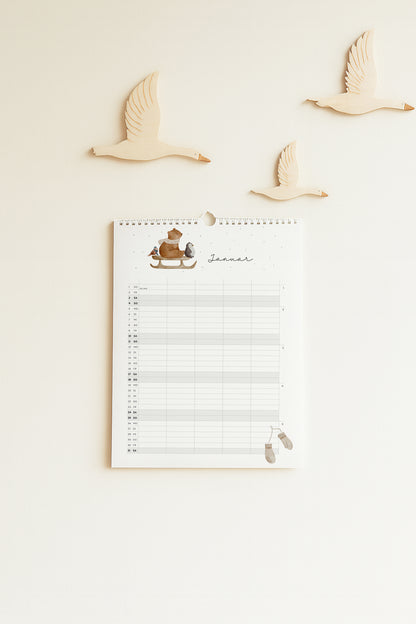 Familienkalender 2026 - Waldtiere und Natur