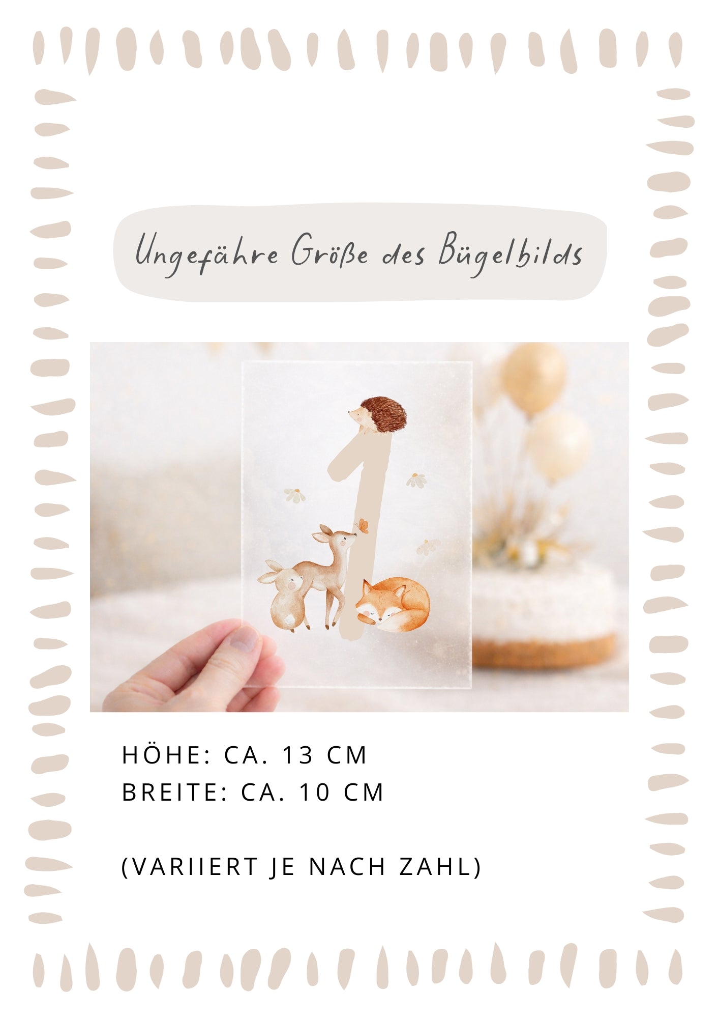 Bügelbild zum Geburtstag Zahl 1-6 | Waldtiere