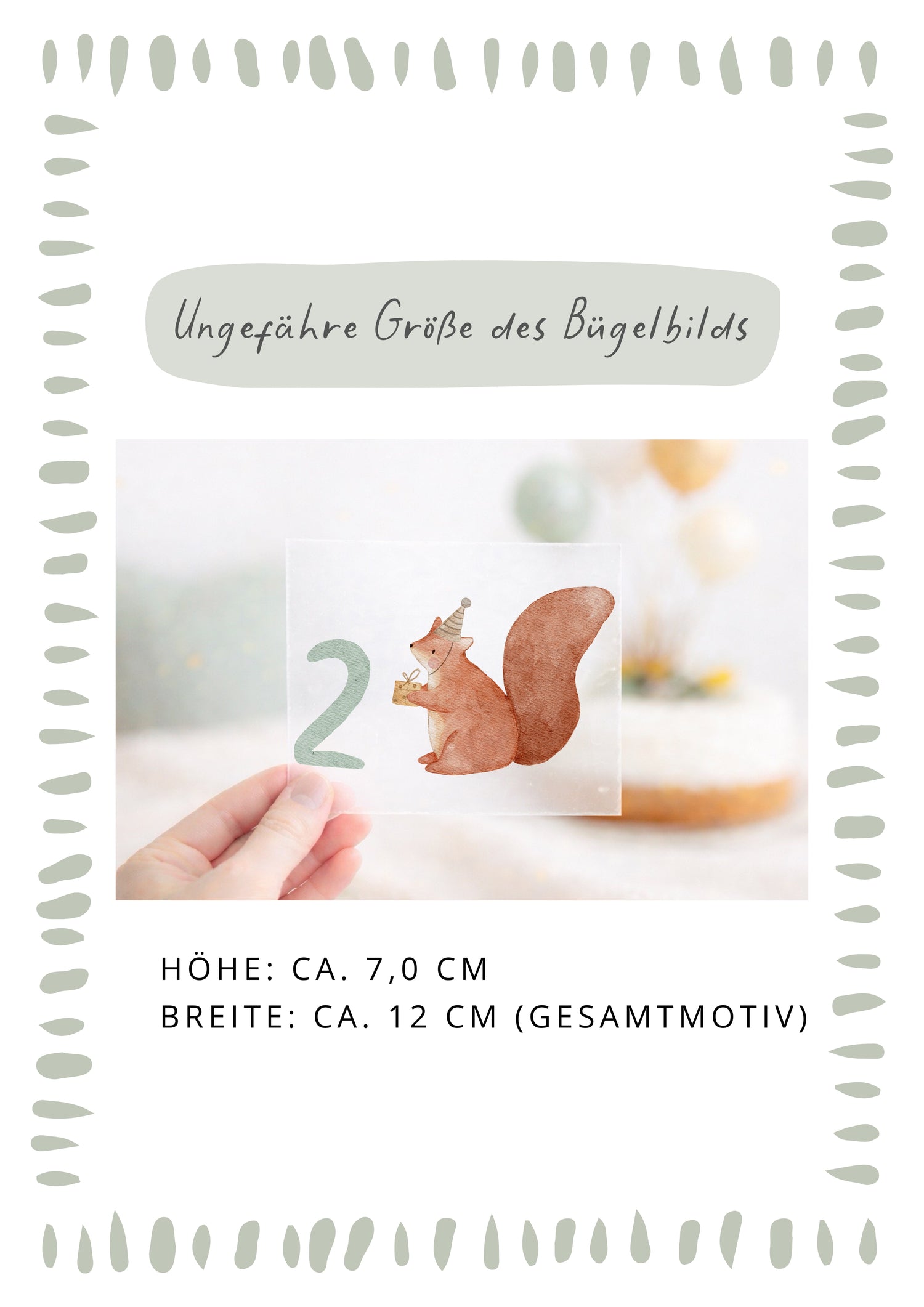 Geburtstags-Bügelbild Eichhörnchen - Zahl 1–6 Mint