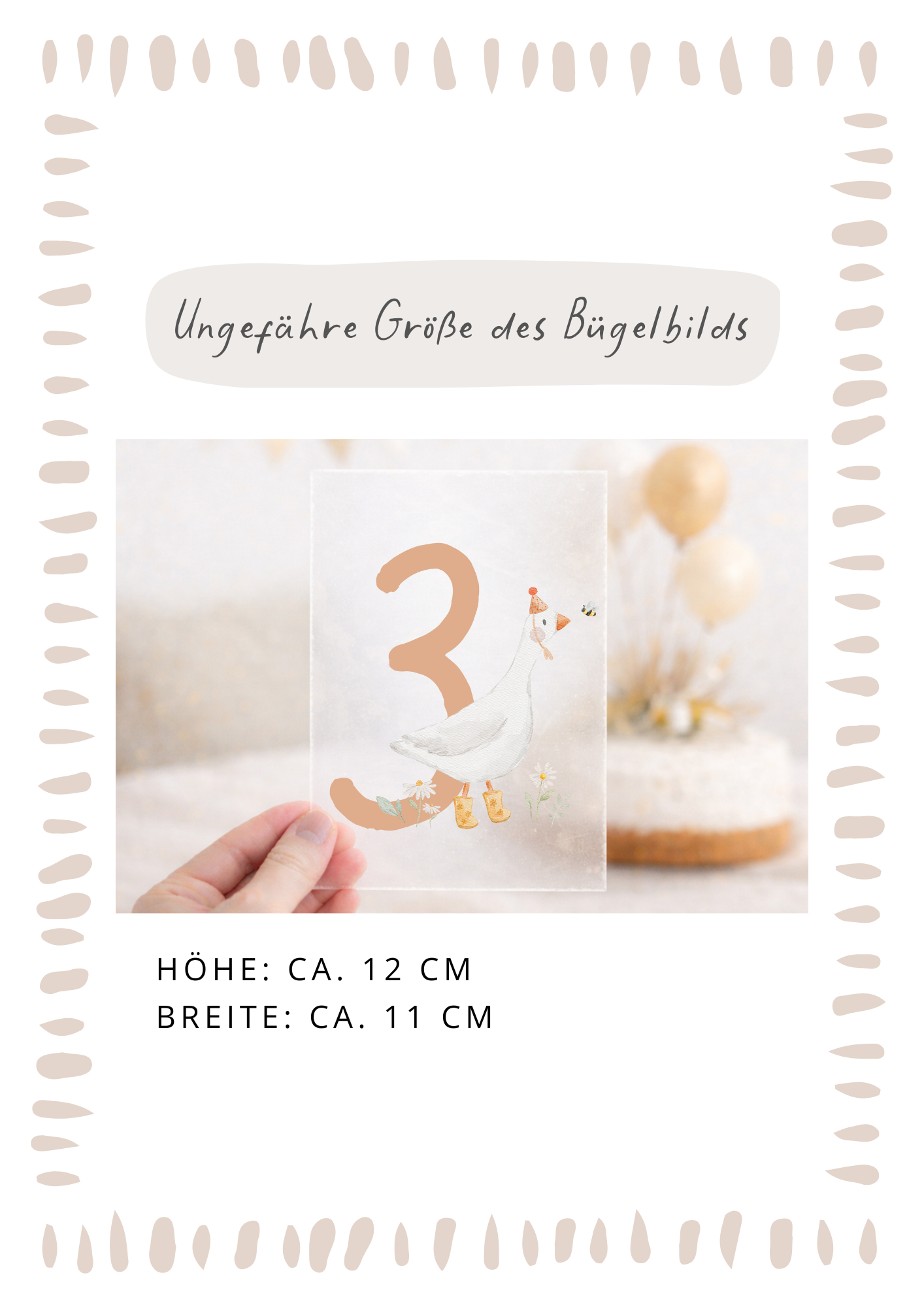 Bügelbild zum Geburtstag Zahl 1-6 | Gans mit Schuhen