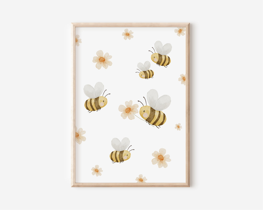 Poster Bienen und Blumen / A4, A3