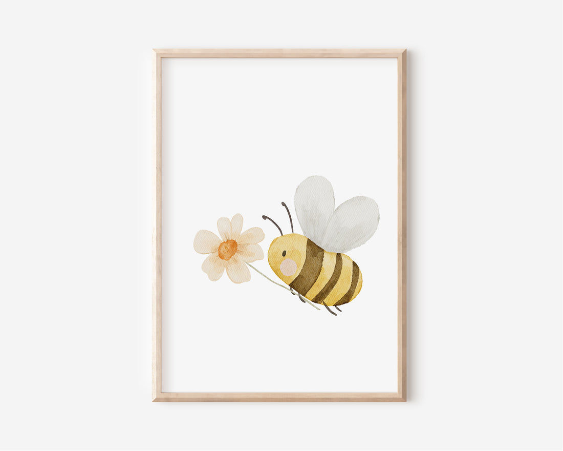 Poster Biene mit Blume / A4 &amp; A3