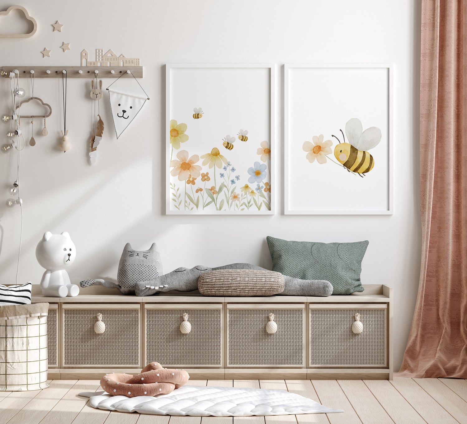 Poster Biene mit Blume / A4 &amp; A3
