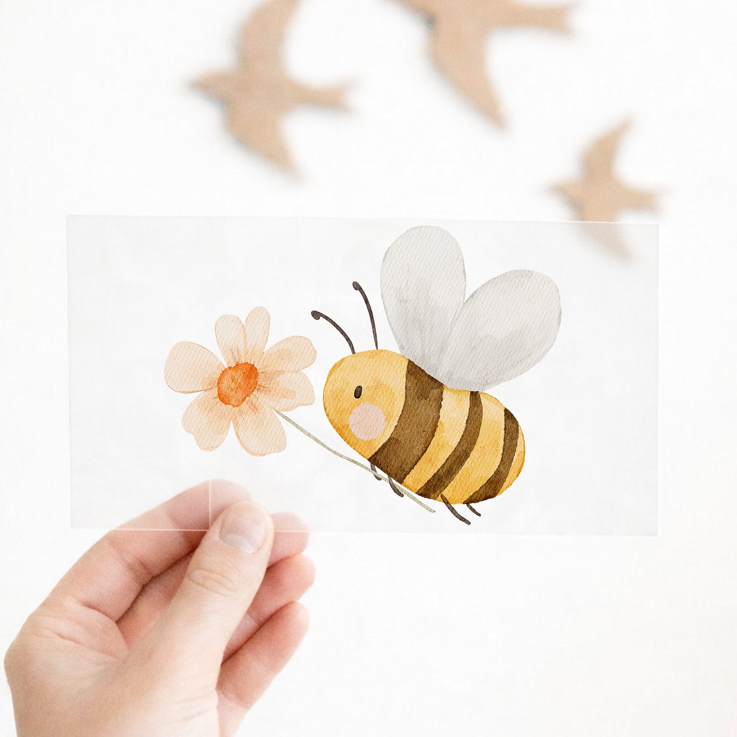 Bügelbild Biene mit Blume