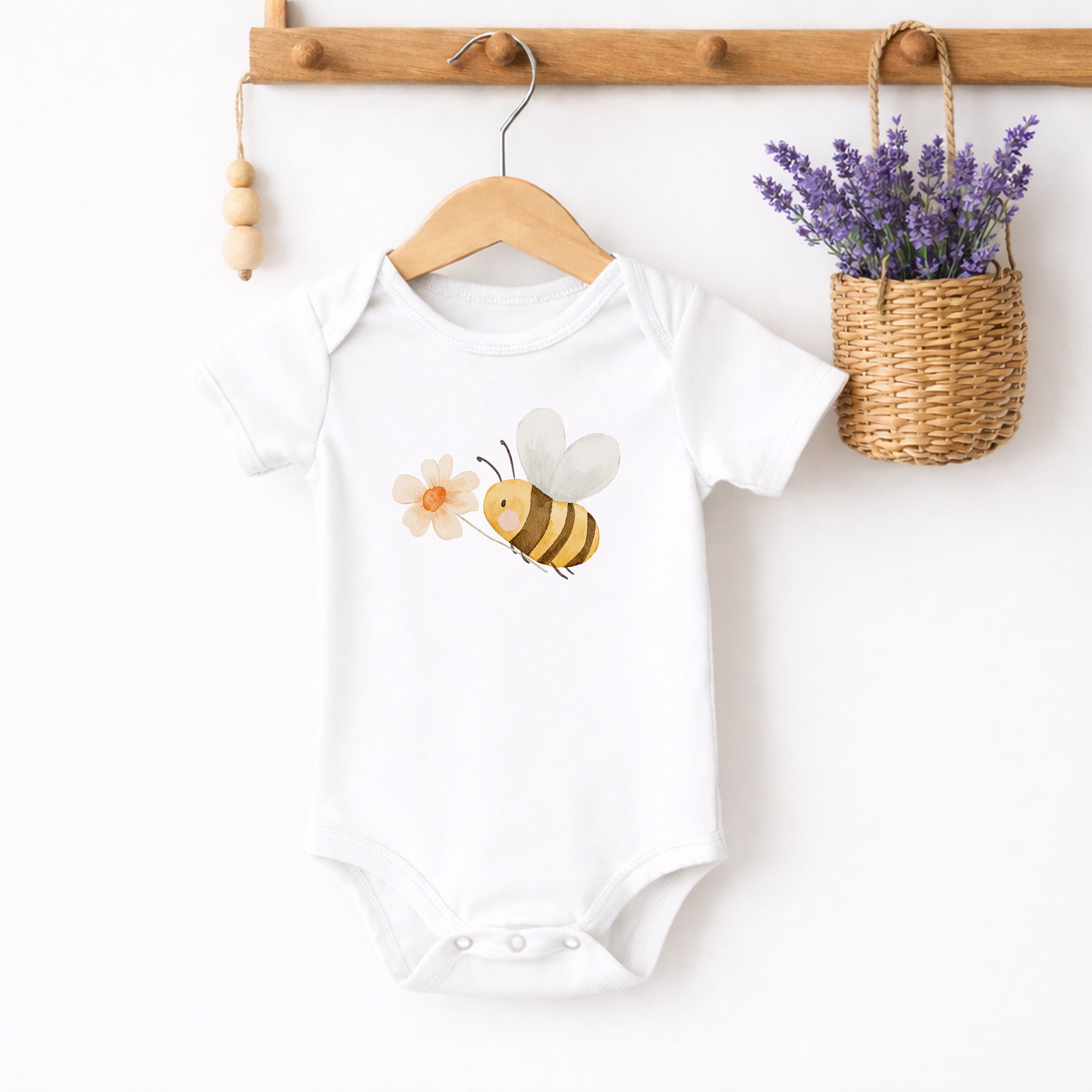 Bügelbild Biene mit Blume