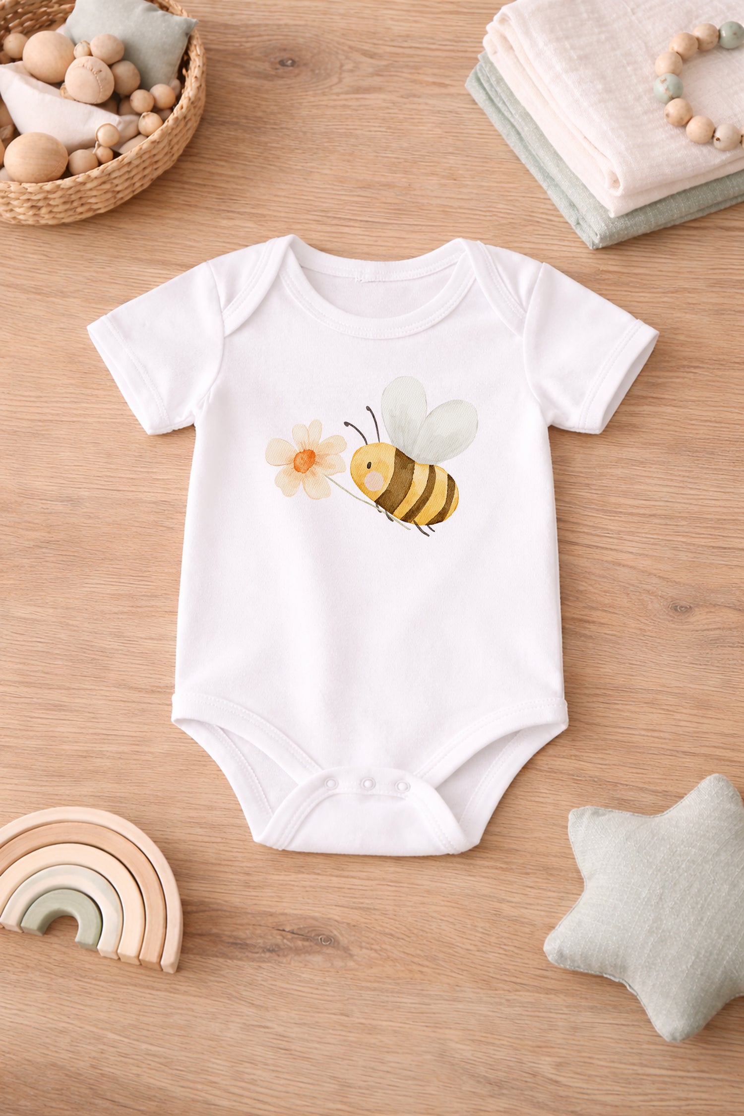 Bügelbild Biene mit Blume