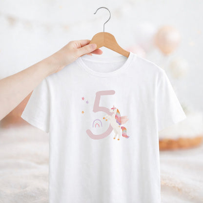 Bügelbild zum Geburtstag Zahl 1-6 | Einhorn rosa