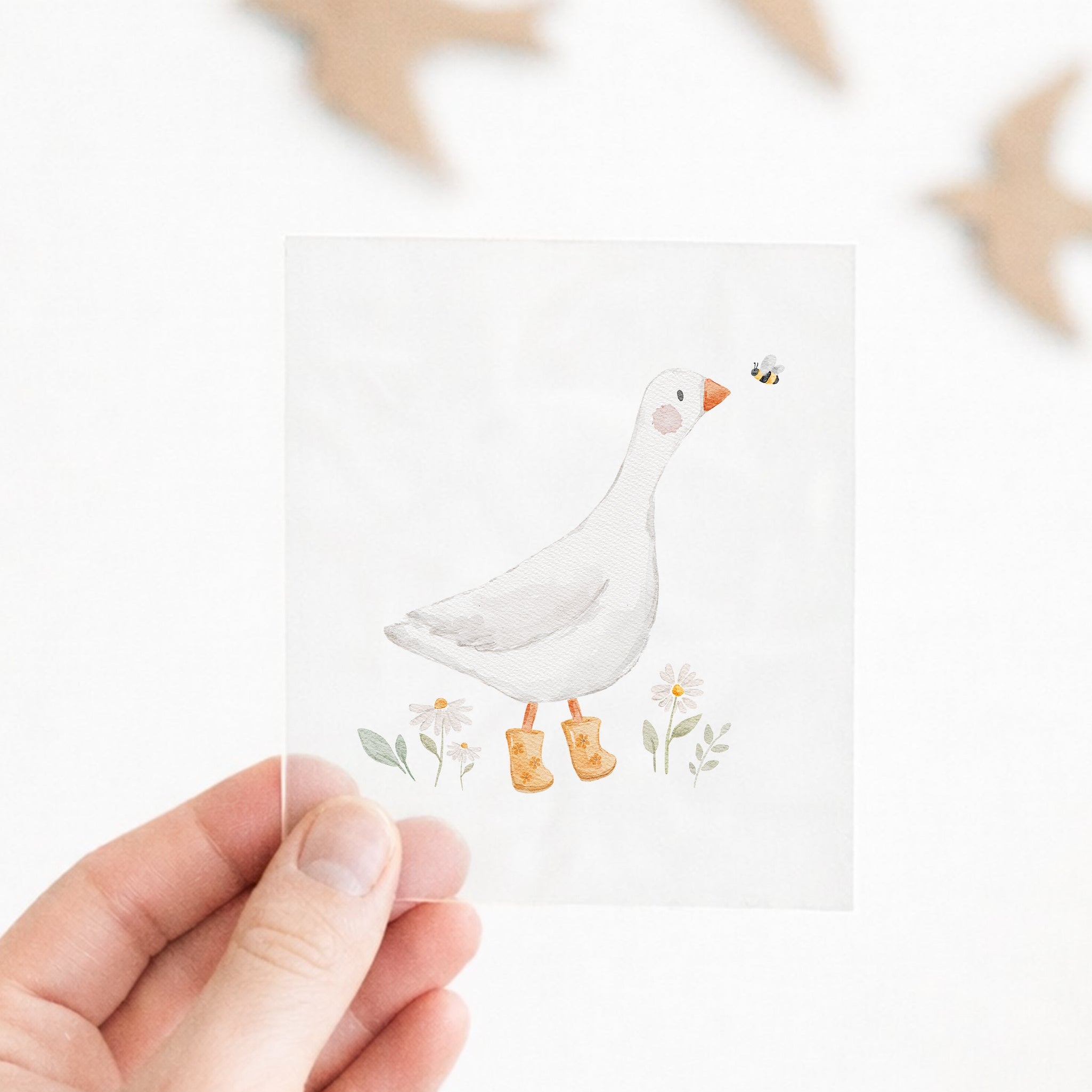 Bügelbild Gans mit Schuhen