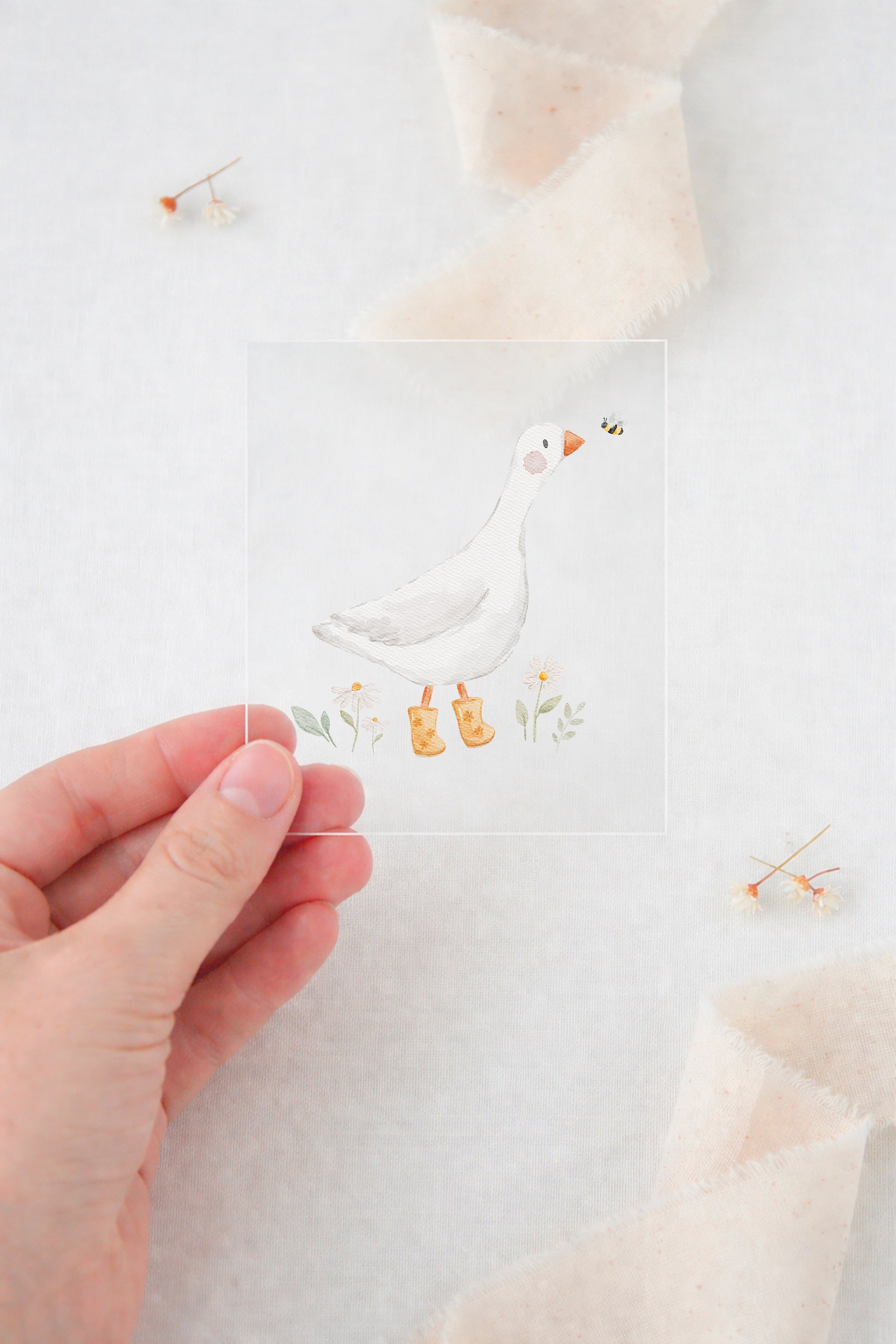 Bügelbild Gans mit Schuhen