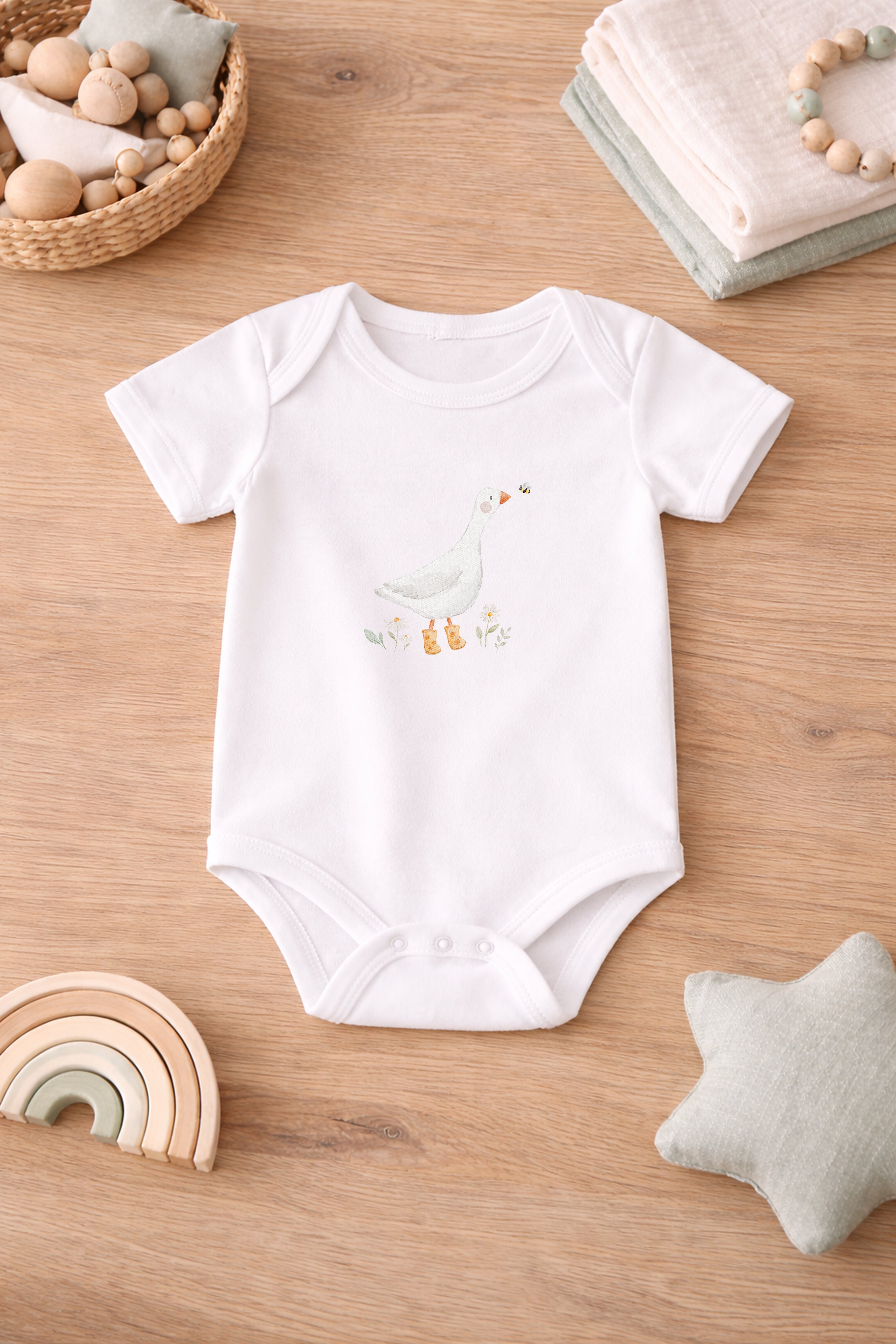 Bügelbild Gans mit Schuhen