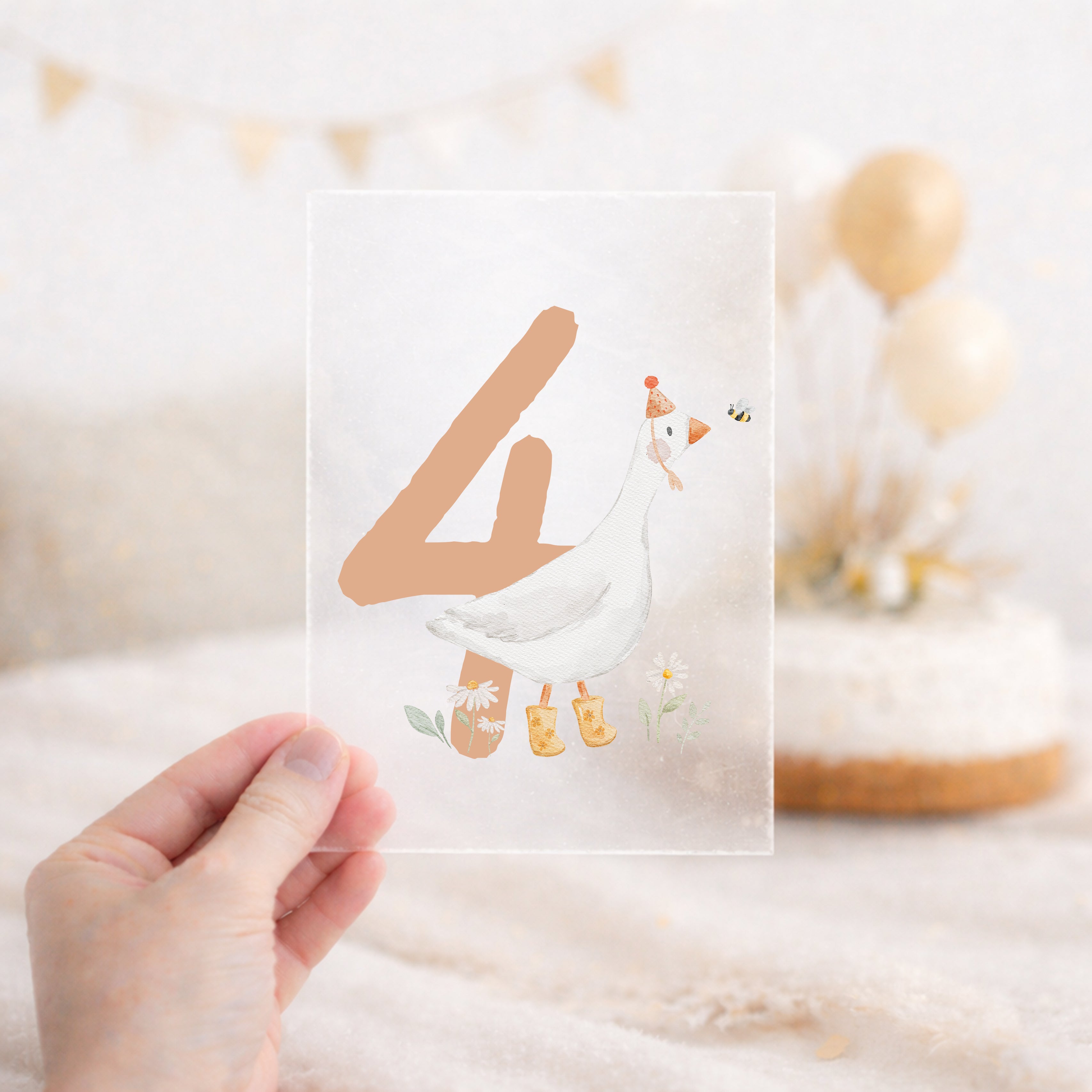 Bügelbild zum Geburtstag Zahl 1-6 | Gans mit Schuhen