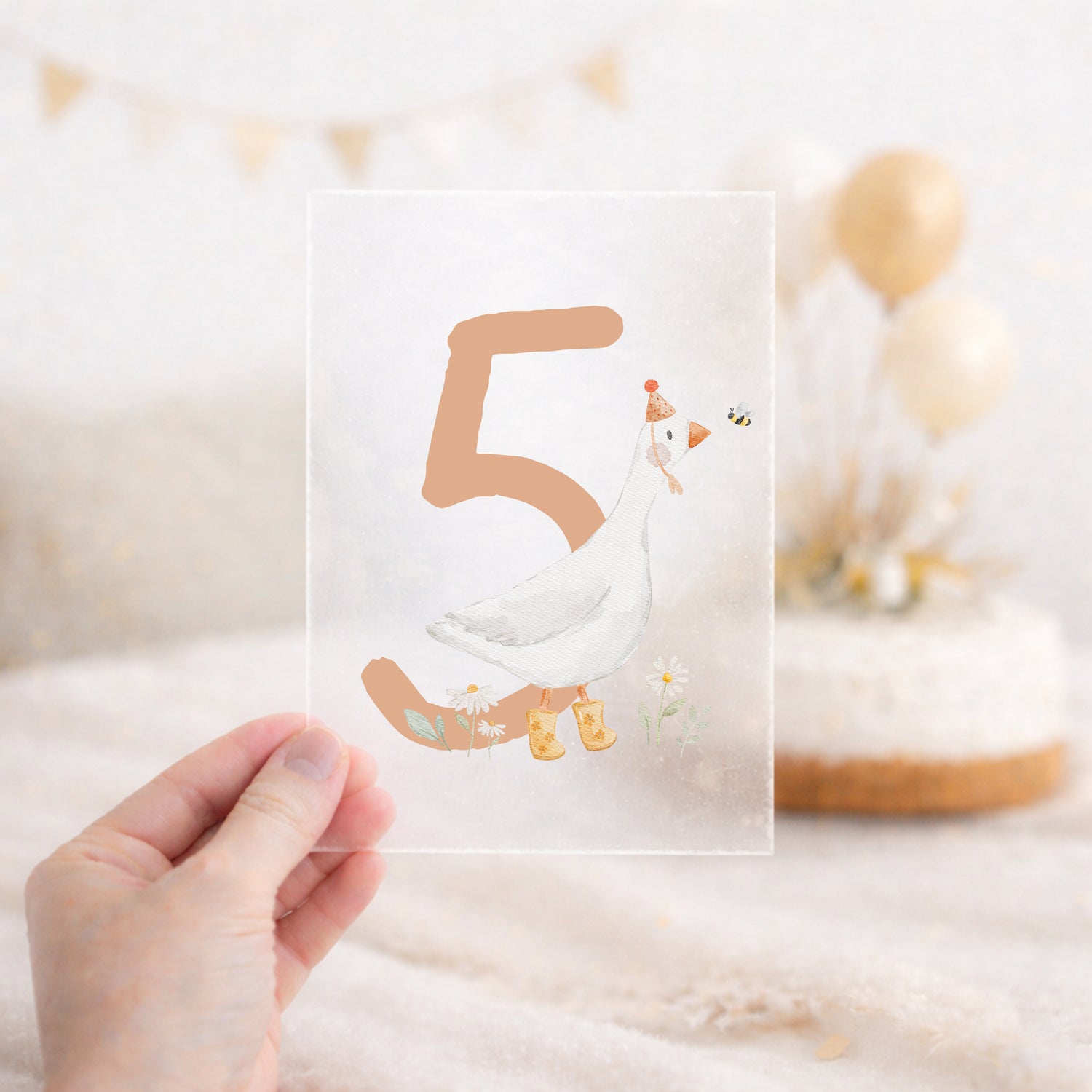 Bügelbild zum Geburtstag Zahl 1-6 | Gans mit Schuhen