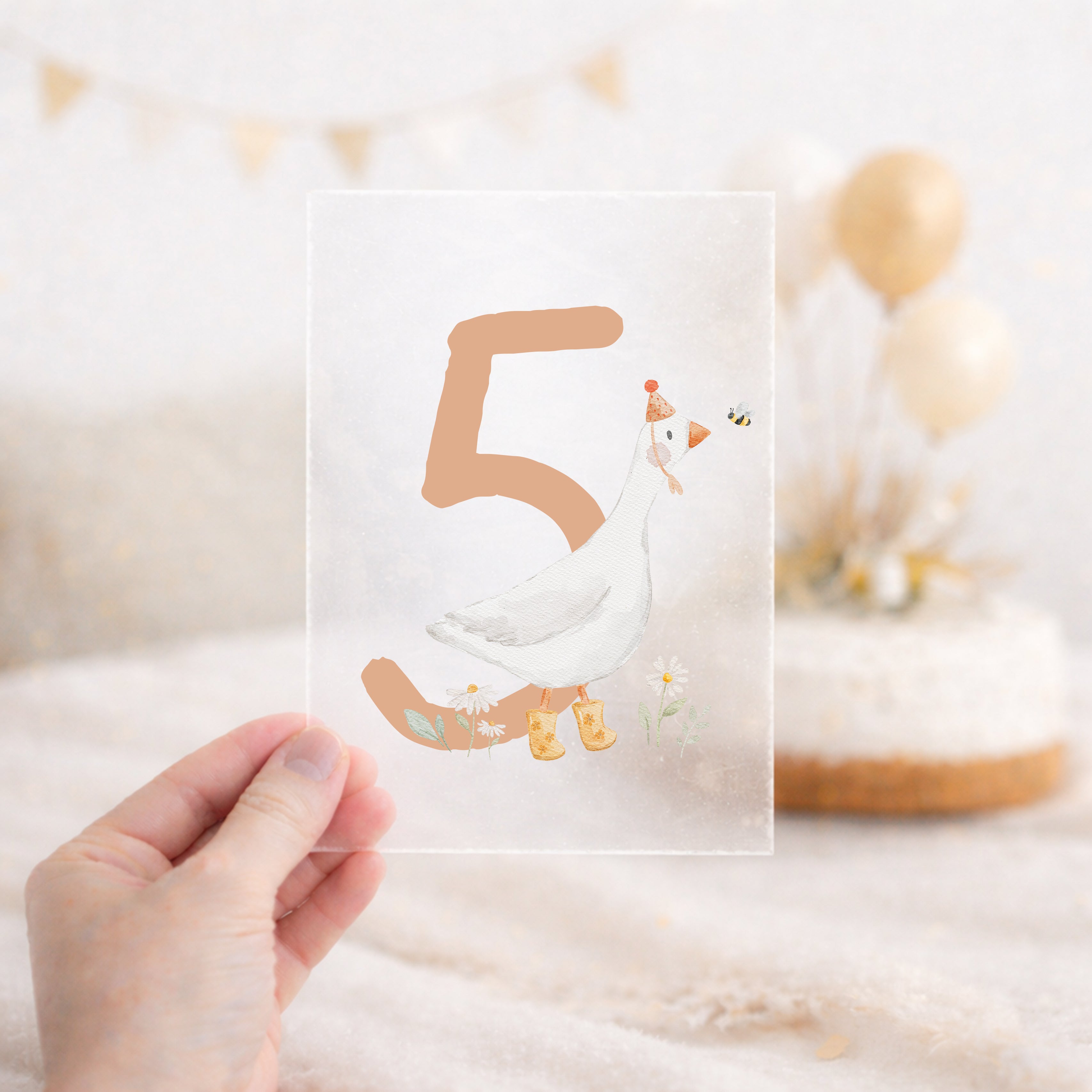 Bügelbild zum Geburtstag Zahl 1-6 | Gans mit Schuhen