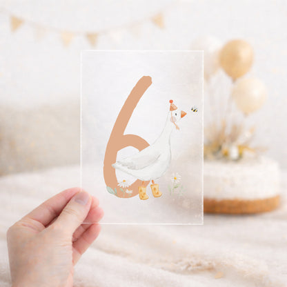 Bügelbild zum Geburtstag Zahl 1-6 | Gans mit Schuhen