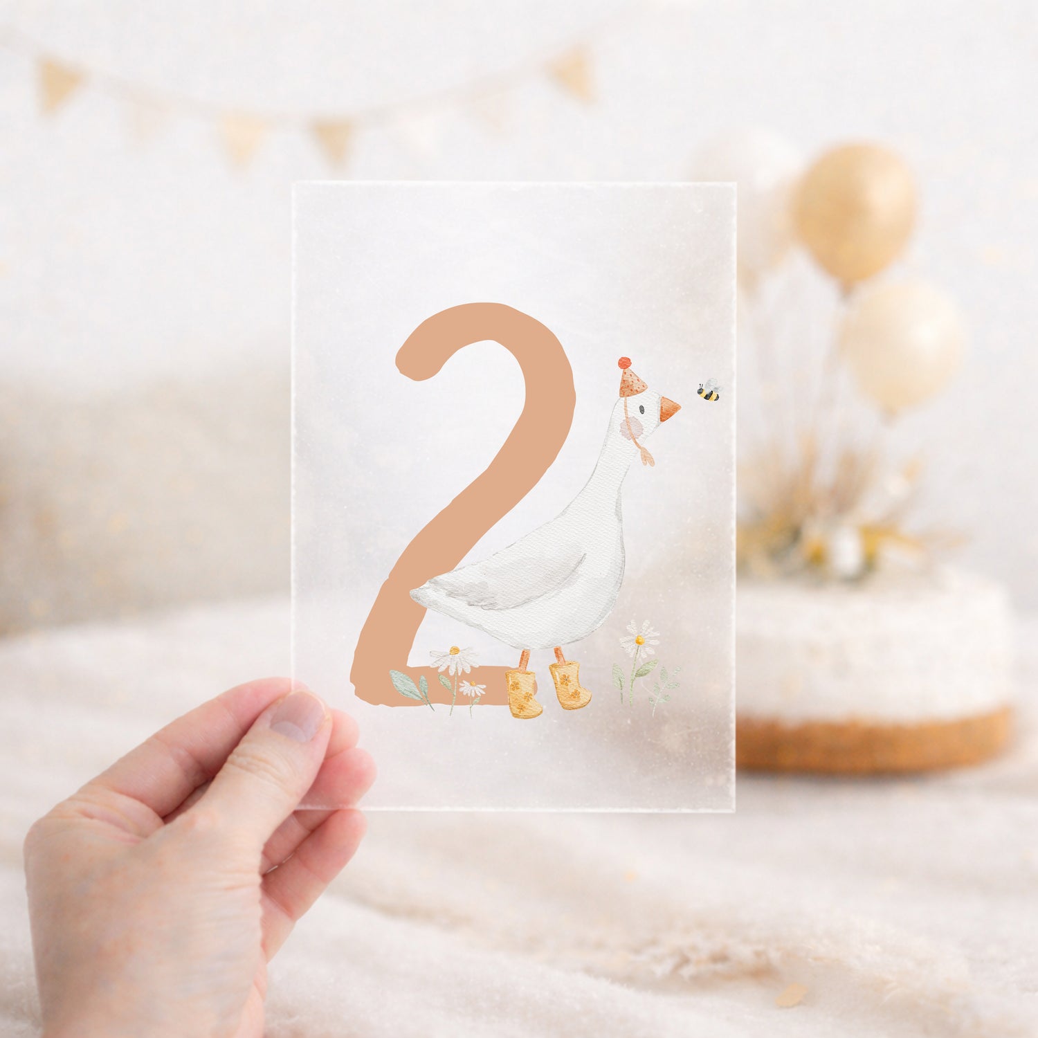 Bügelbild zum Geburtstag Zahl 1-6 | Gans mit Schuhen