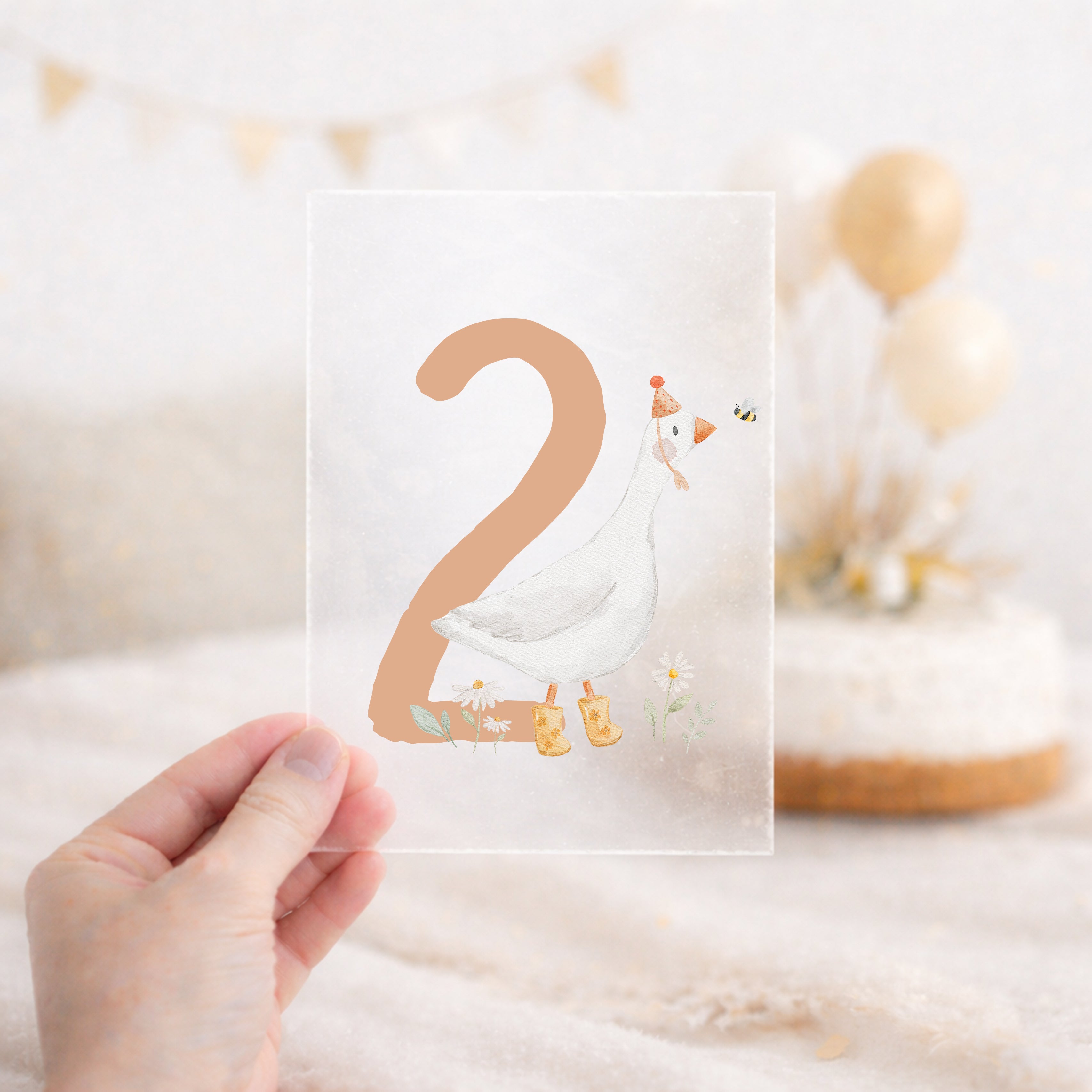 Bügelbild zum Geburtstag Zahl 1-6 | Gans mit Schuhen