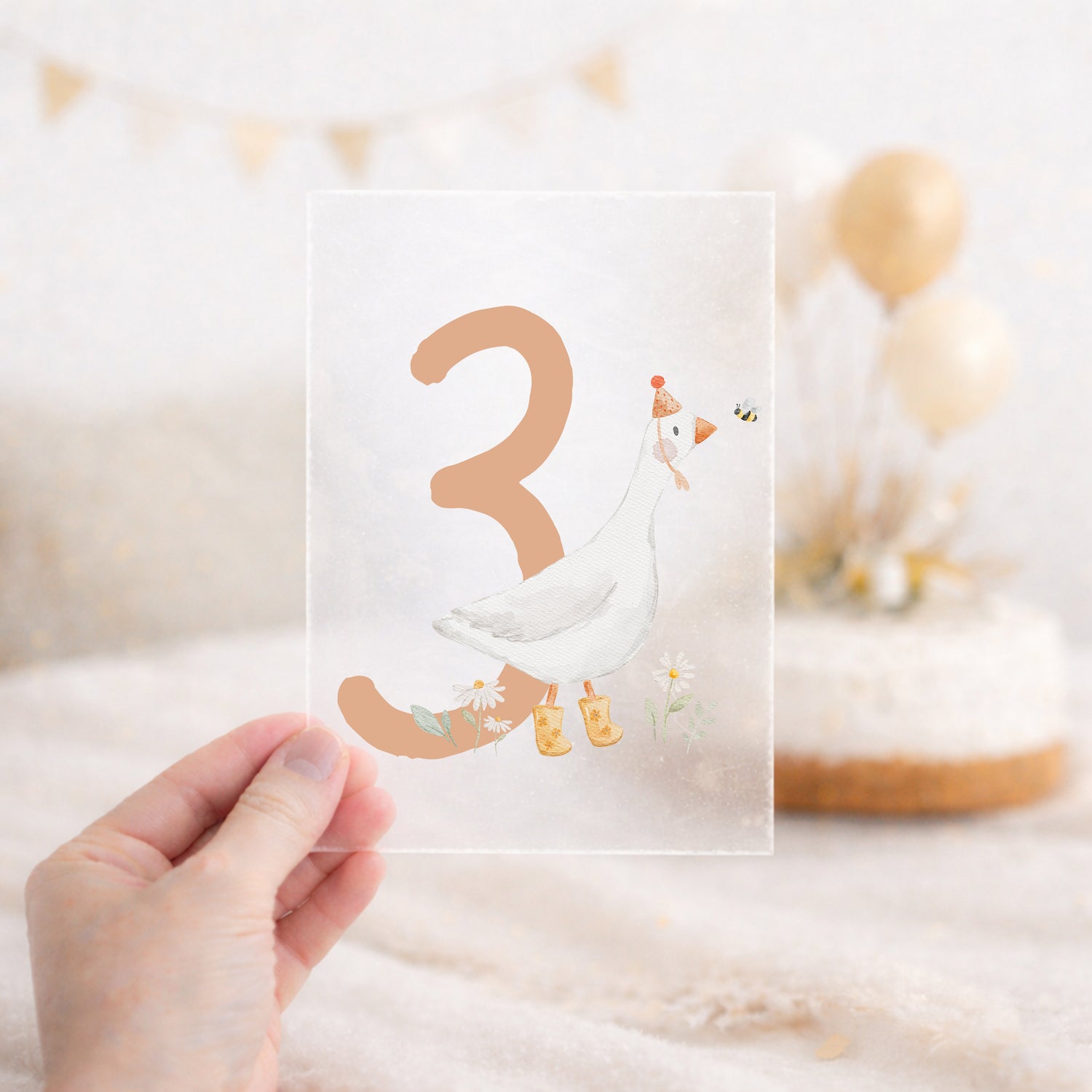 Bügelbild zum Geburtstag Zahl 1-6 | Gans mit Schuhen