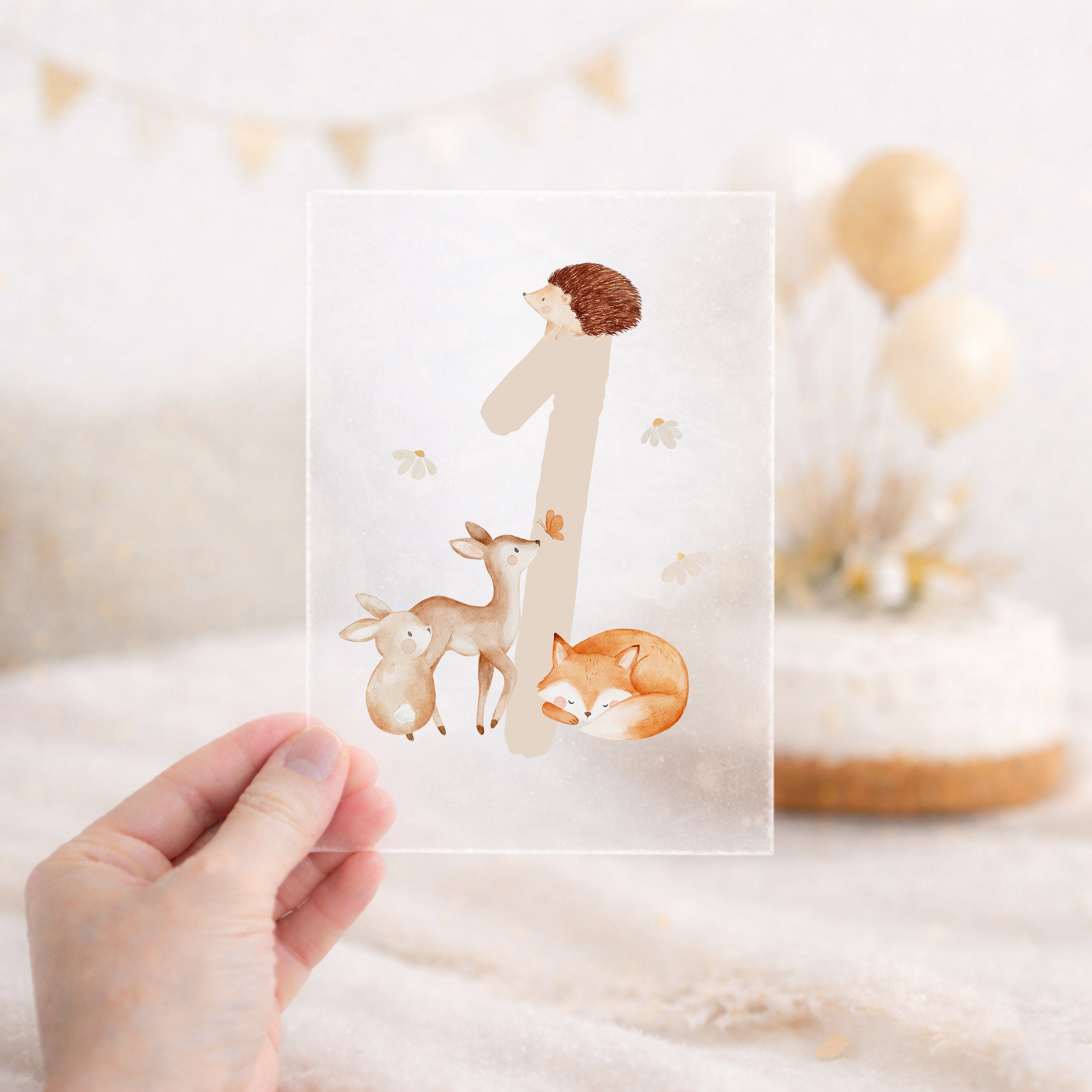 Bügelbild zum Geburtstag Zahl 1-6 | Waldtiere