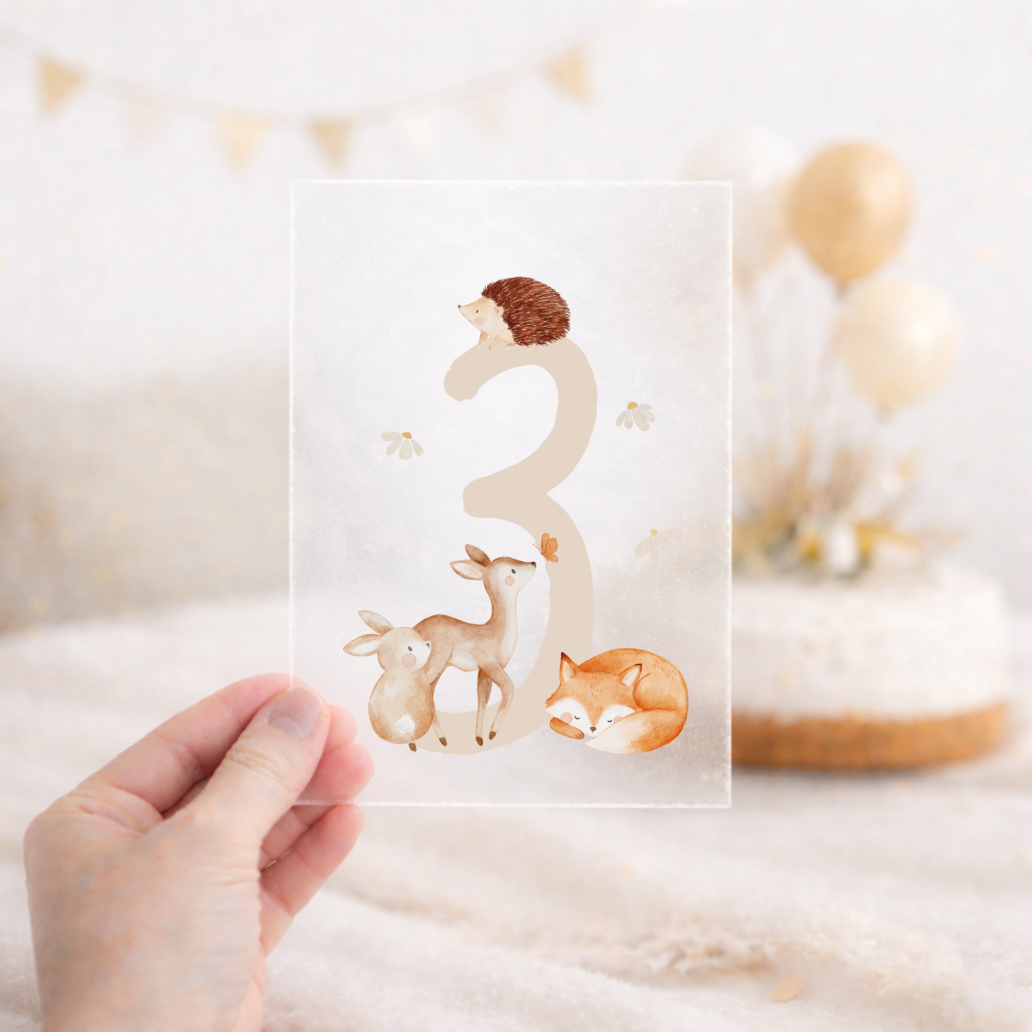 Bügelbild zum Geburtstag Zahl 1-6 | Waldtiere