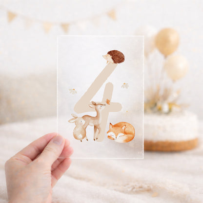 Bügelbild zum Geburtstag Zahl 1-6 | Waldtiere