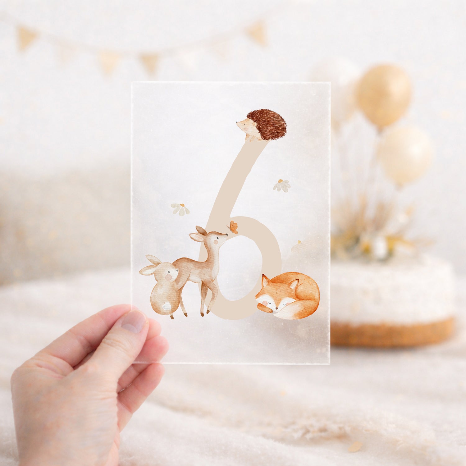 Bügelbild zum Geburtstag Zahl 1-6 | Waldtiere