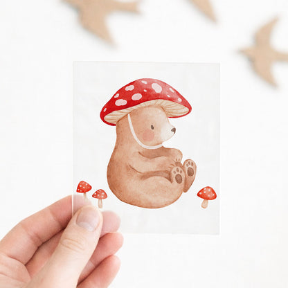 Bügelbild Bär mit Pilzhut