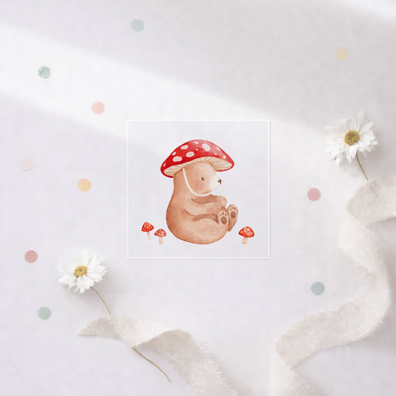 Bügelbild Bär mit Pilzhut