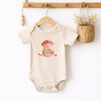 Bügelbild Bär mit Pilzhut