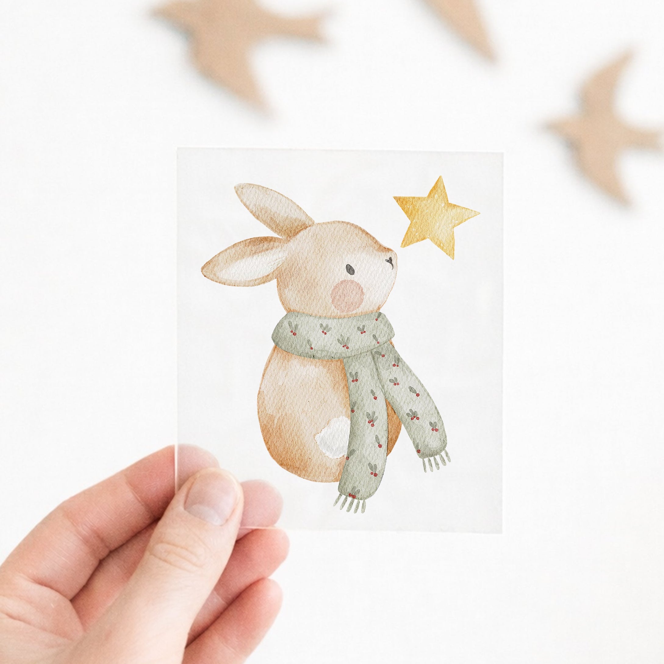 Bügelbild Winterhase mit Stern