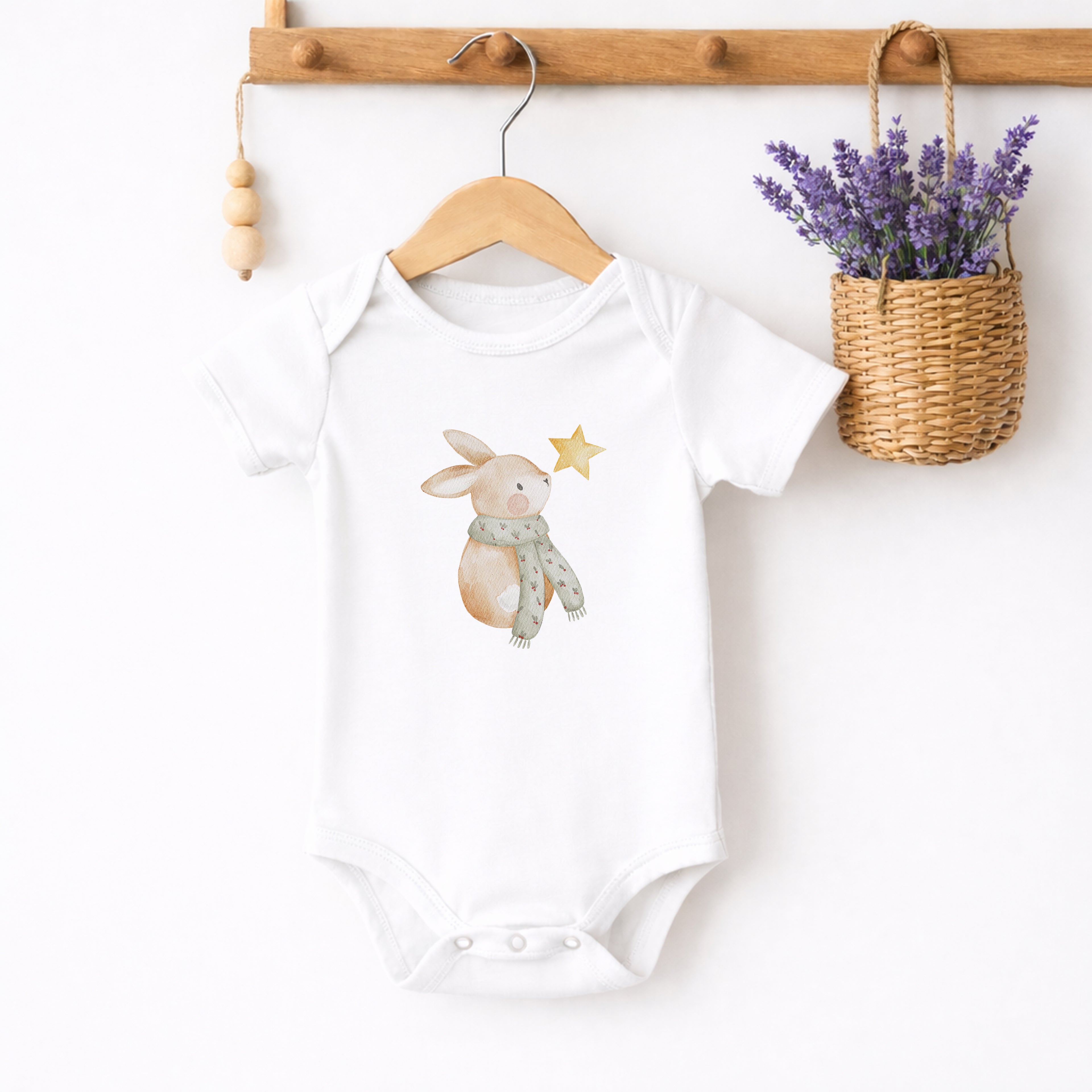 Bügelbild Winterhase mit Stern