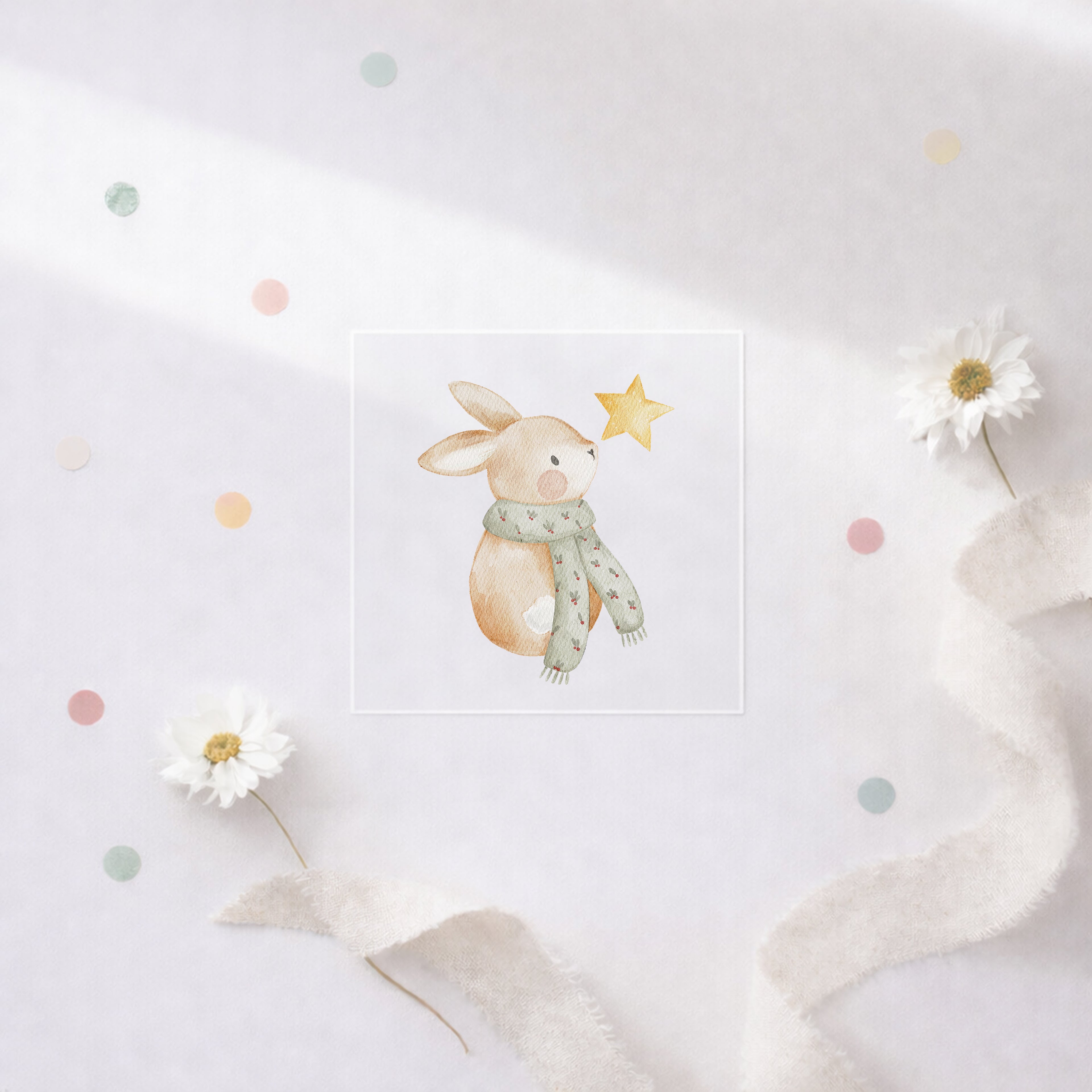 Bügelbild Winterhase mit Stern