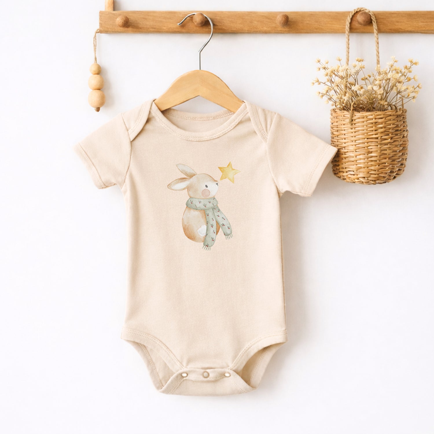 Bügelbild Winterhase mit Stern