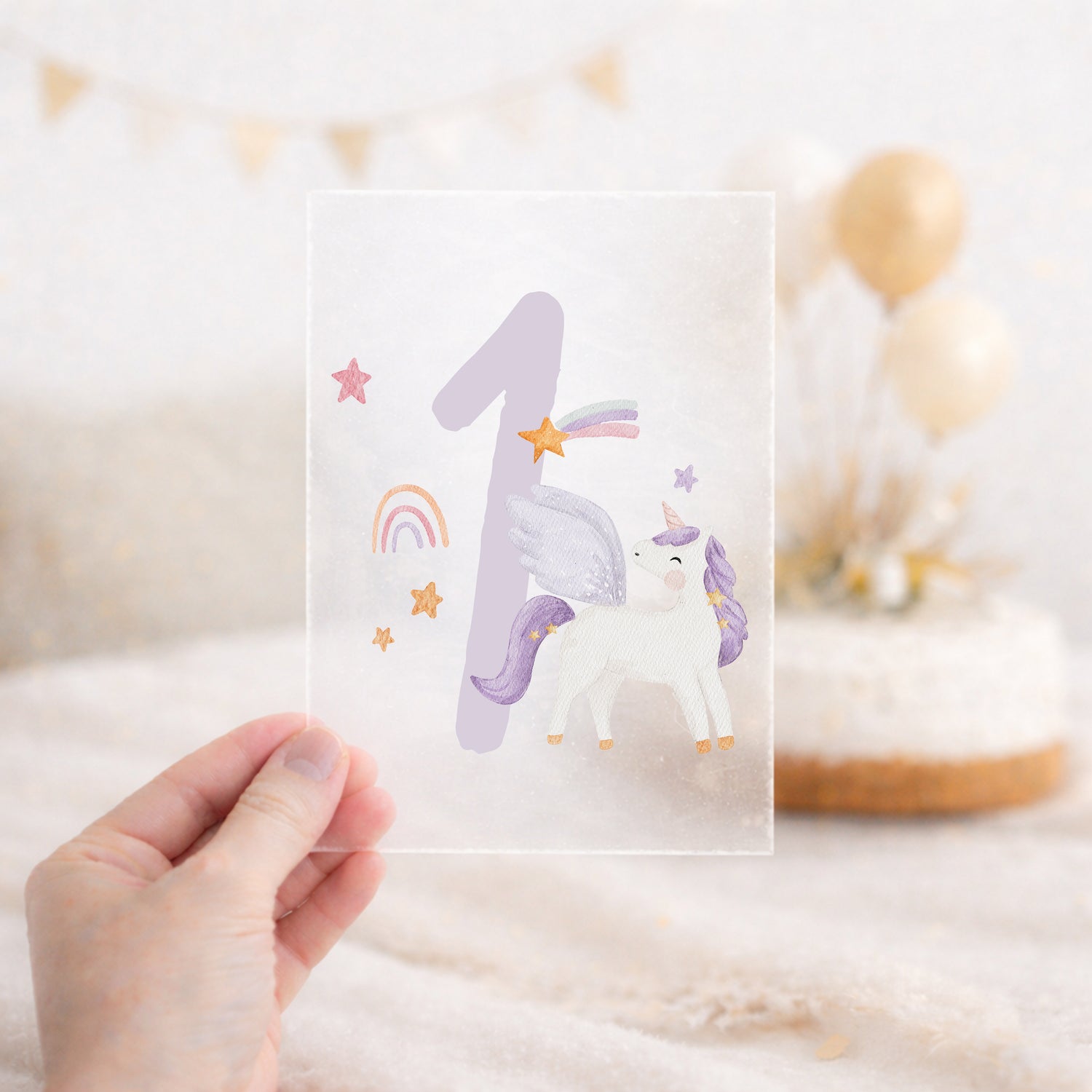 Bügelbild zum Geburtstag Zahl 1-6 | Einhorn lila
