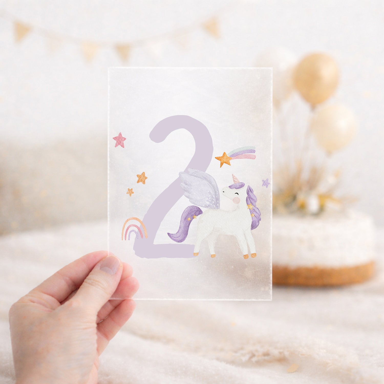 Bügelbild zum Geburtstag Zahl 1-6 | Einhorn lila