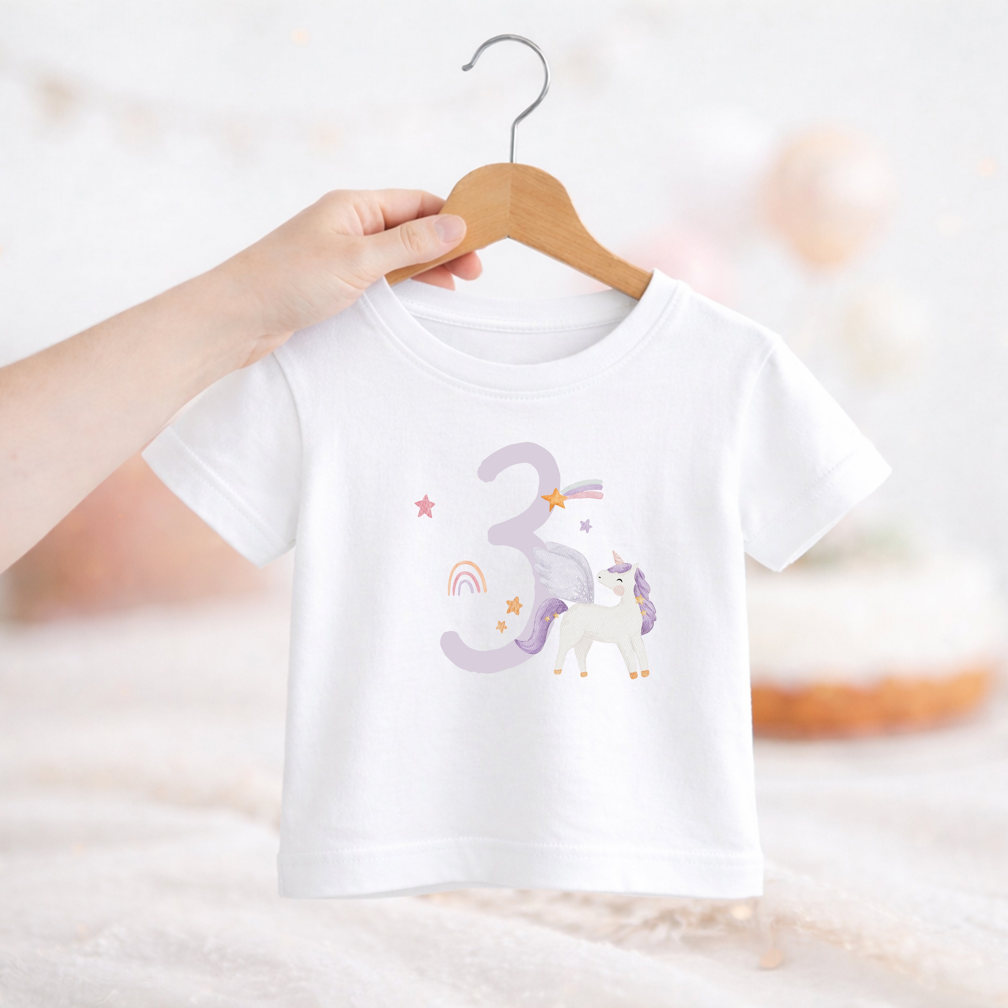 Bügelbild zum Geburtstag Zahl 1-6 | Einhorn lila