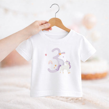 Bügelbild zum Geburtstag Zahl 1-6 | Einhorn lila