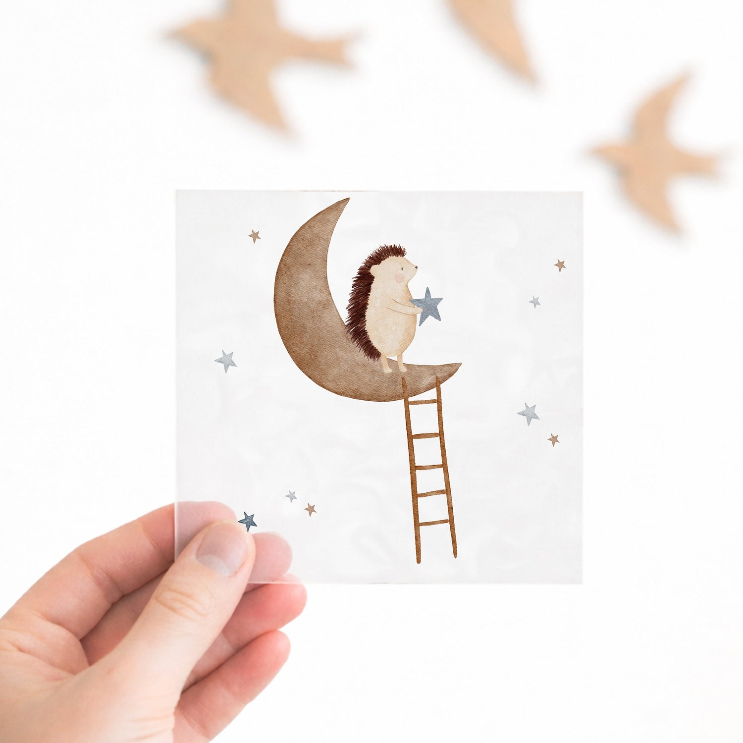 Bügelbild Igel auf dem Mond