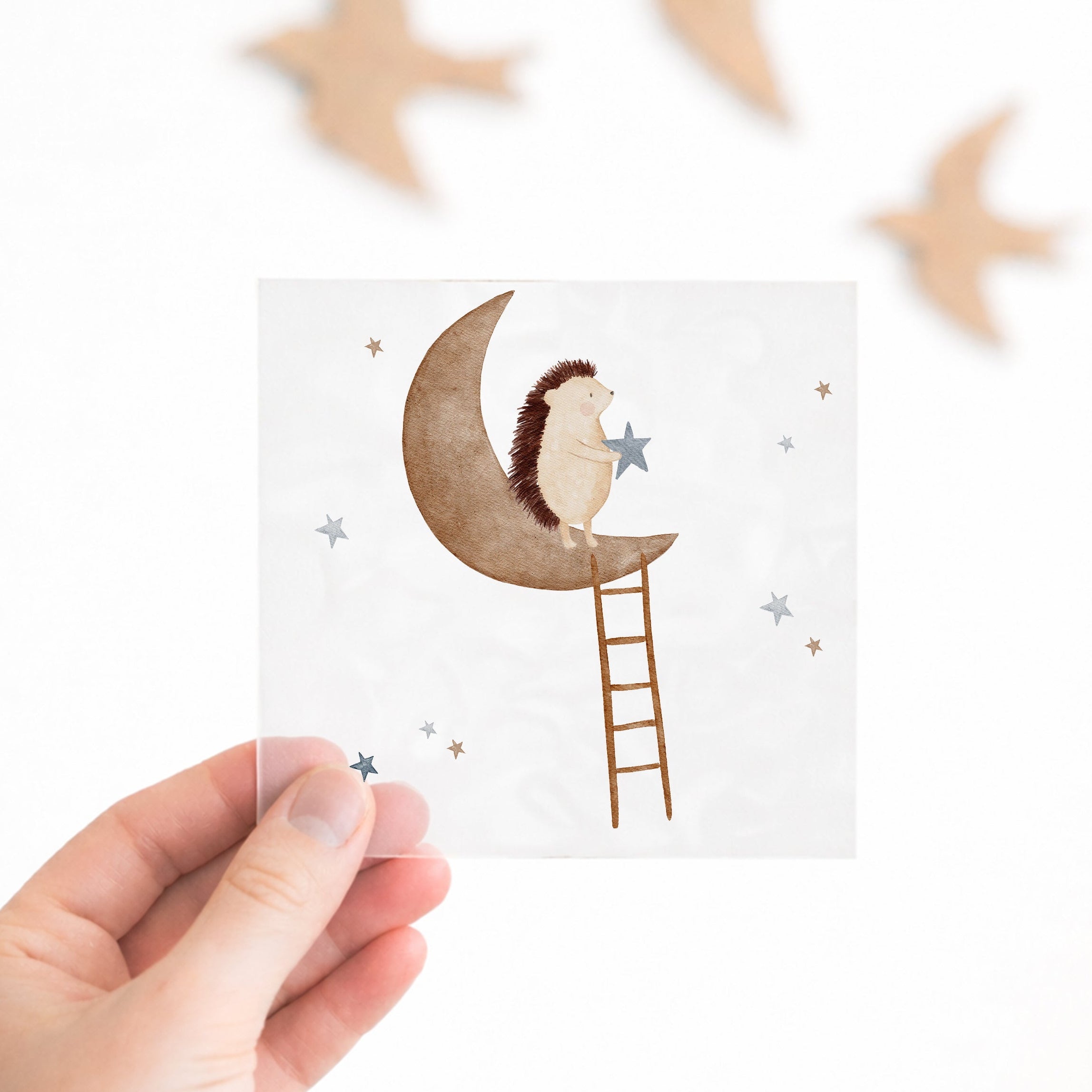 Bügelbild Igel auf dem Mond