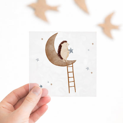 Bügelbild Igel auf dem Mond