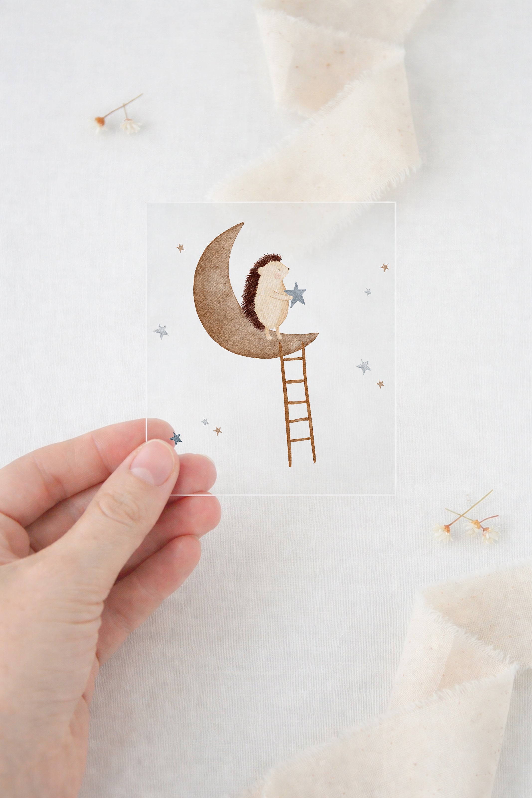 Bügelbild Igel auf dem Mond