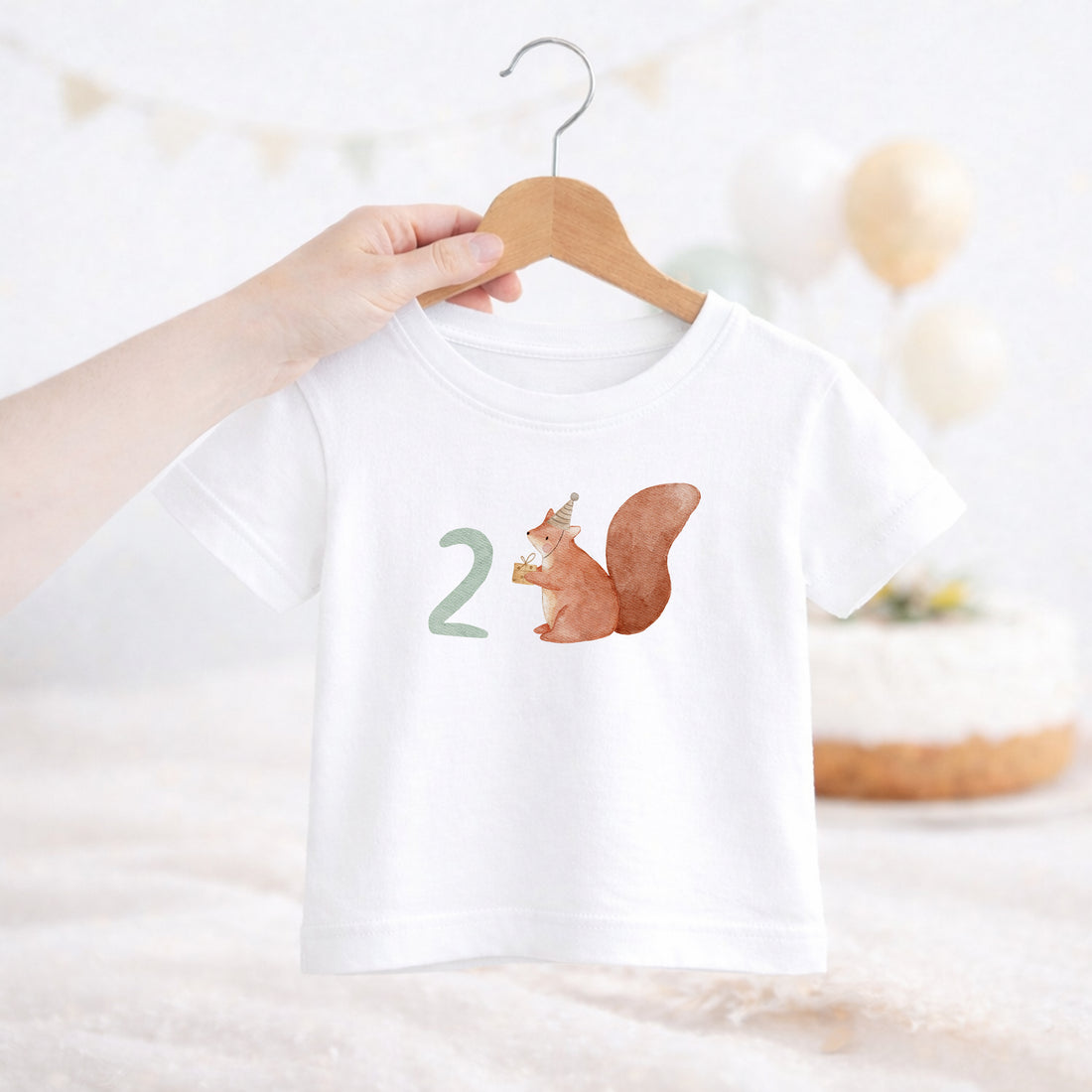 Geburtstags-Bügelbild Eichhörnchen - Zahl 1–6 Mint