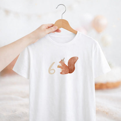 Geburtstags-Bügelbild Eichhörnchen - Zahl 1–6 Beige